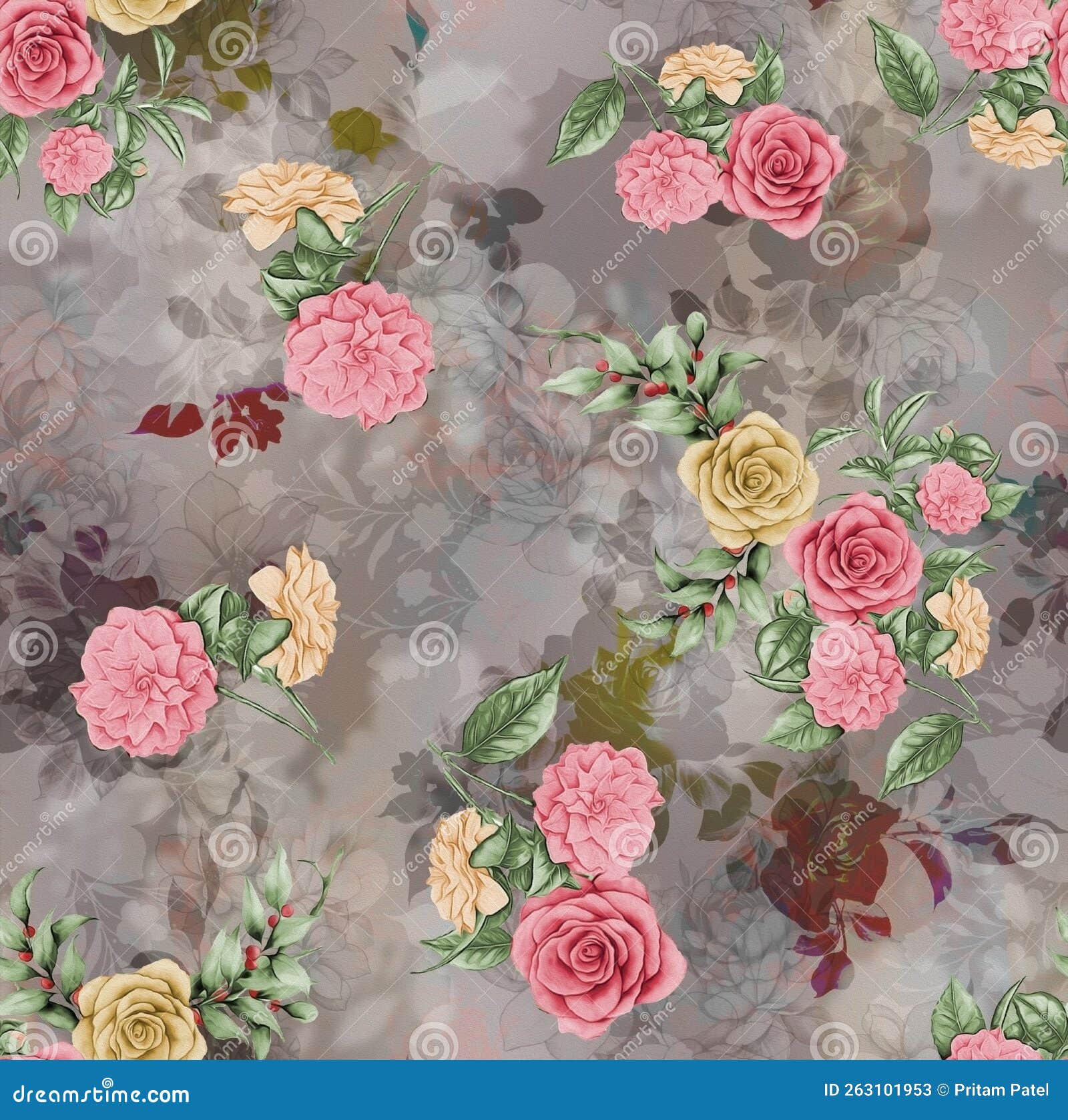 Flower Pattern with Dark Background Stock Illustration Illustration