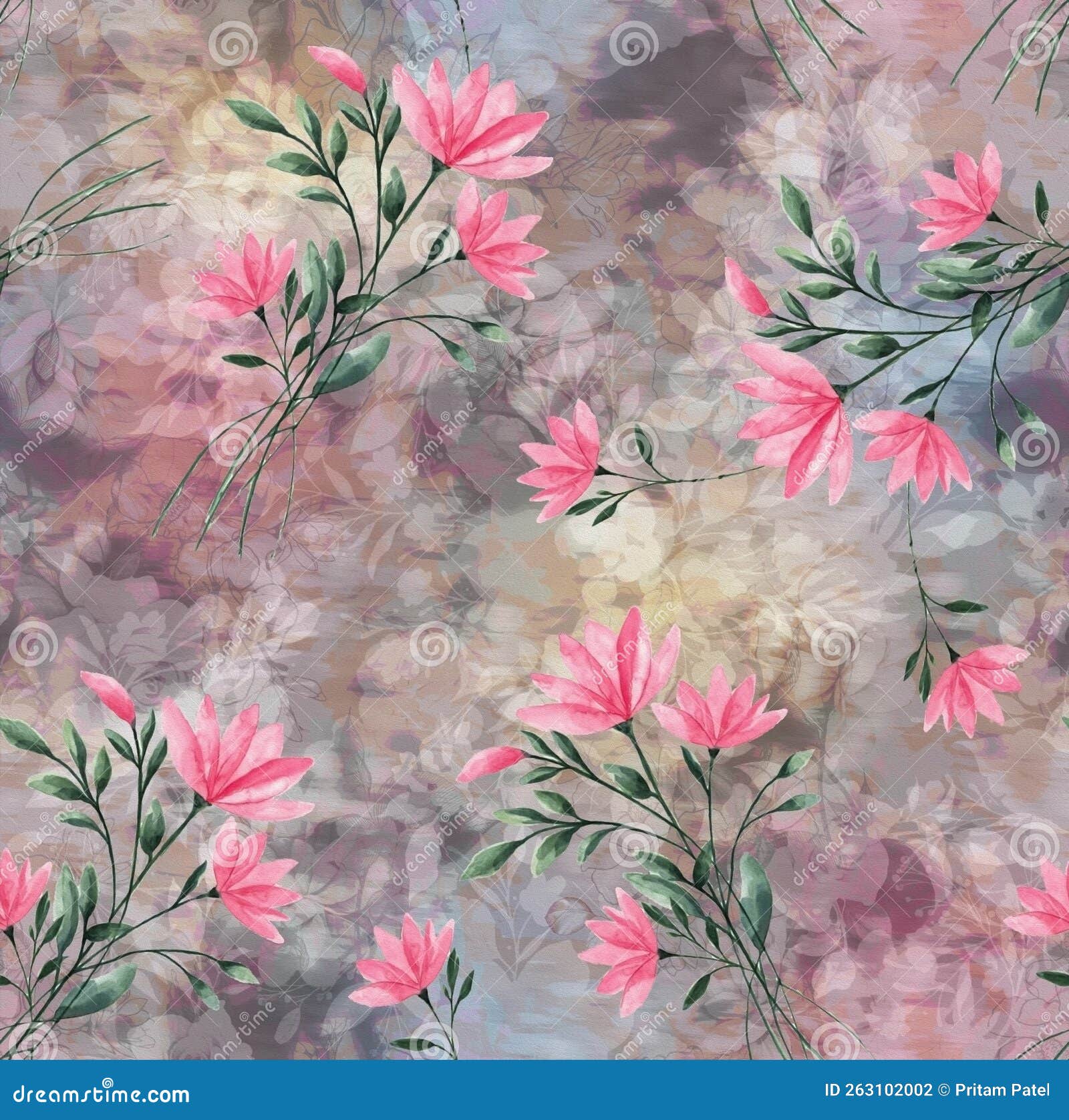 Flower Pattern with Dark Background Stock Illustration Illustration