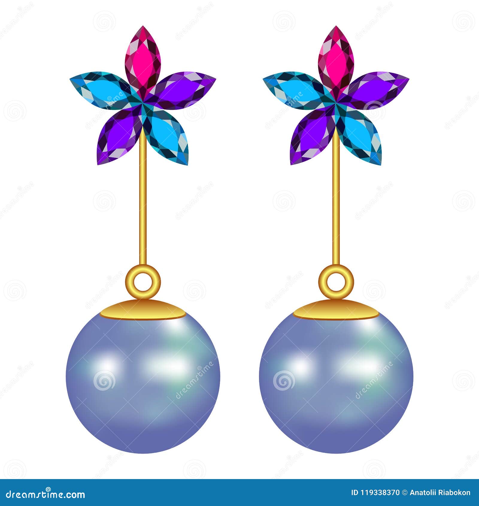 Download Flower Pearl Earrings Mockup, Realistic Style Stock Vector ...