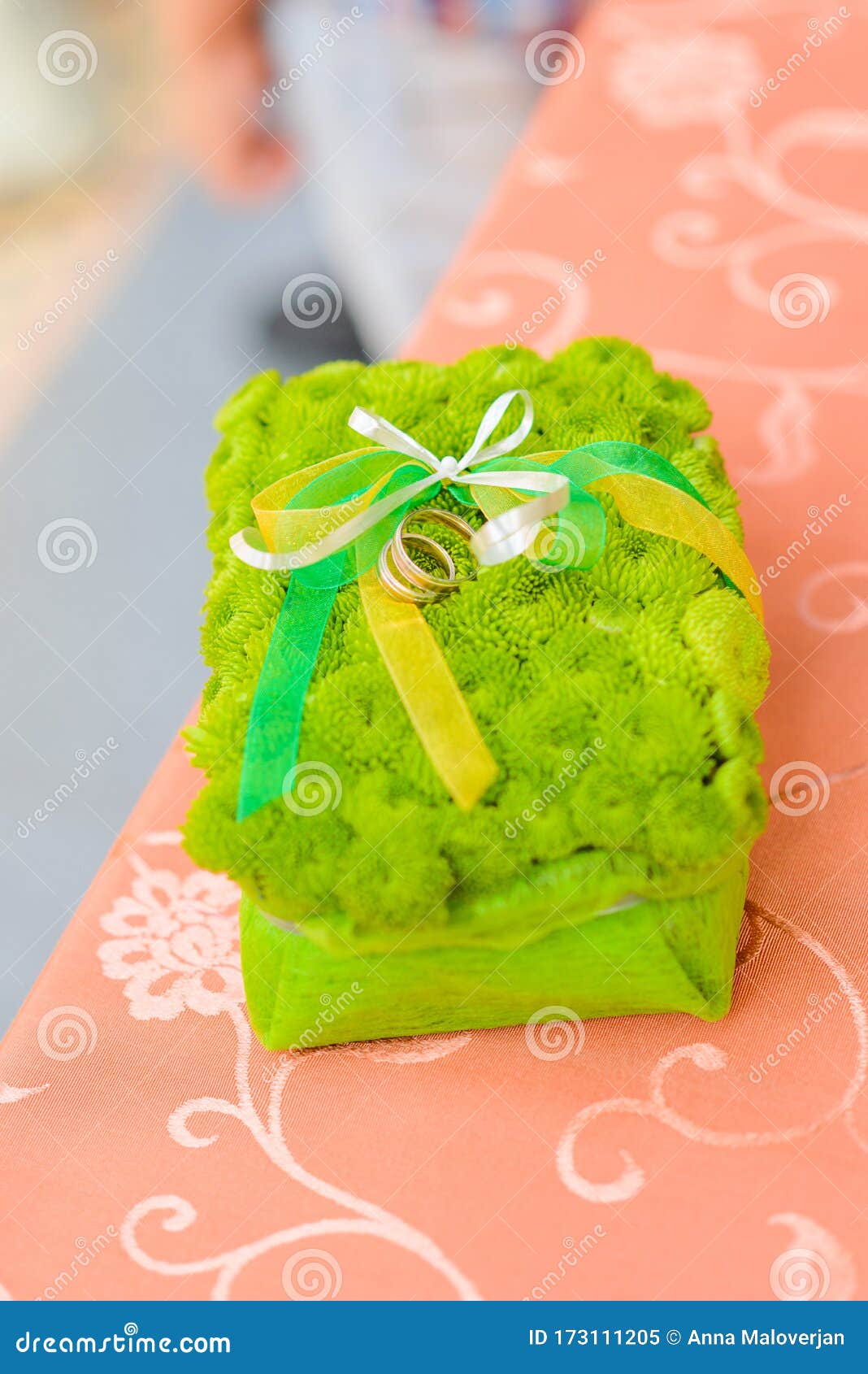 Flower Pillow for Wedding Rings Stock Image Image of celebration