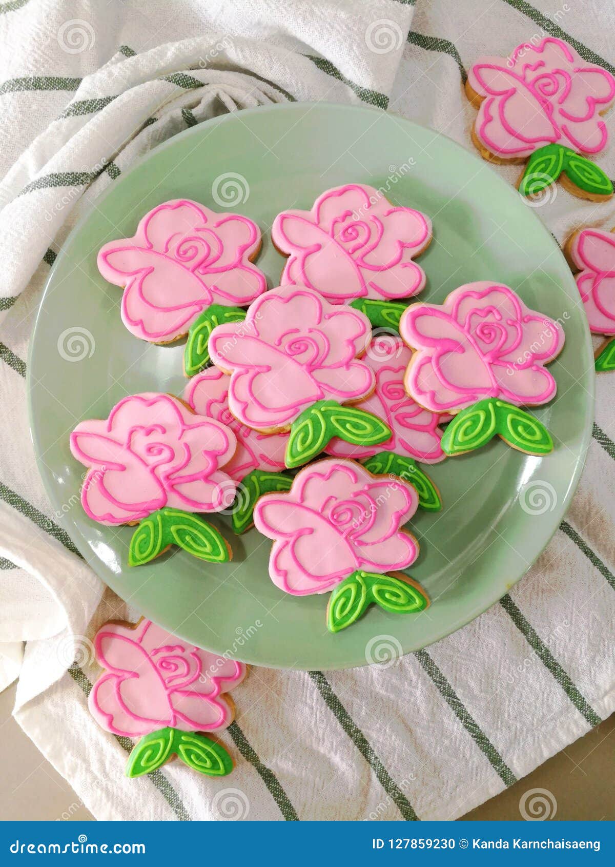 Summer Cookies Flower Pink Rose Fancy Hand Made Spring And Summer Style Summer Cookies Flower Pink Rose Fancy Hand Made Spring And Summer Style