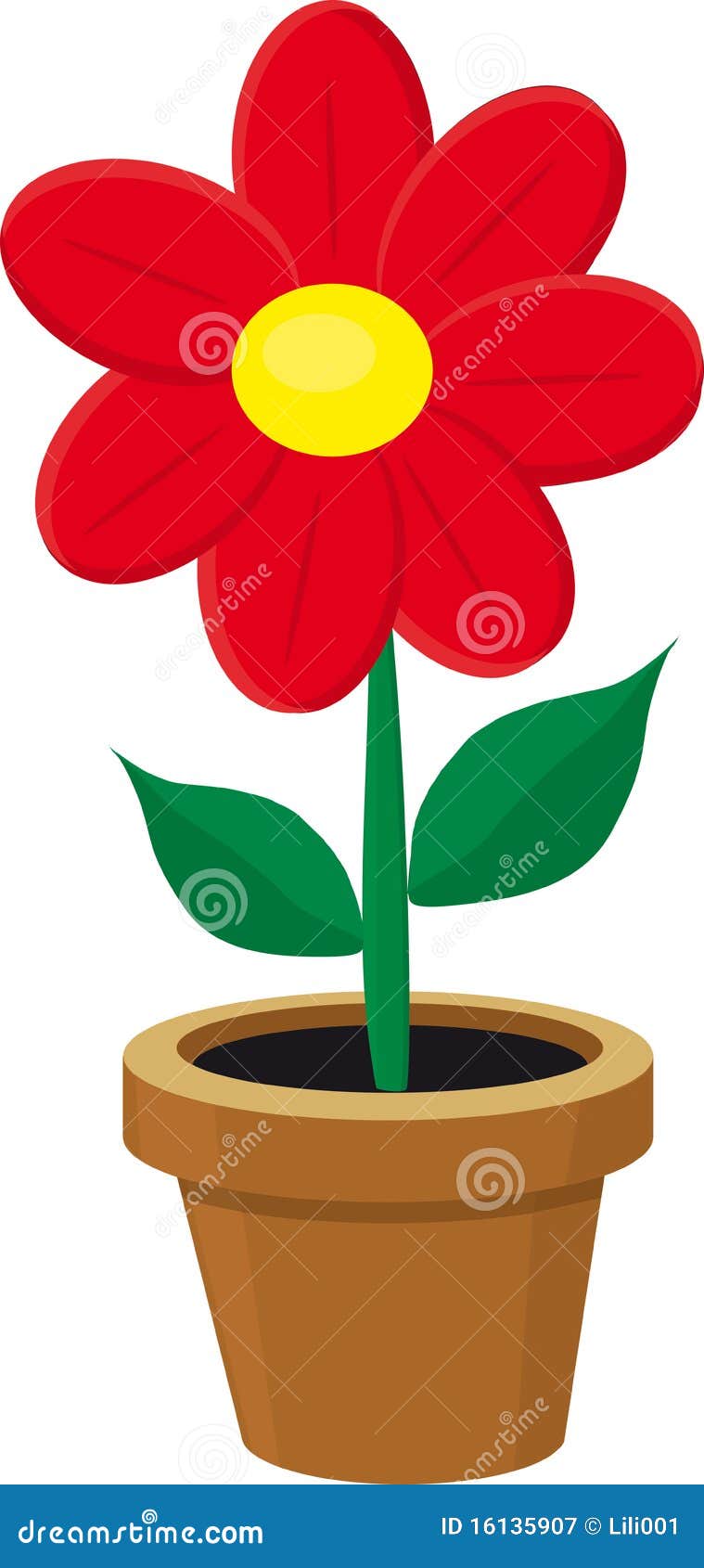 Flower in the pot stock vector. Illustration of floral - 16135907