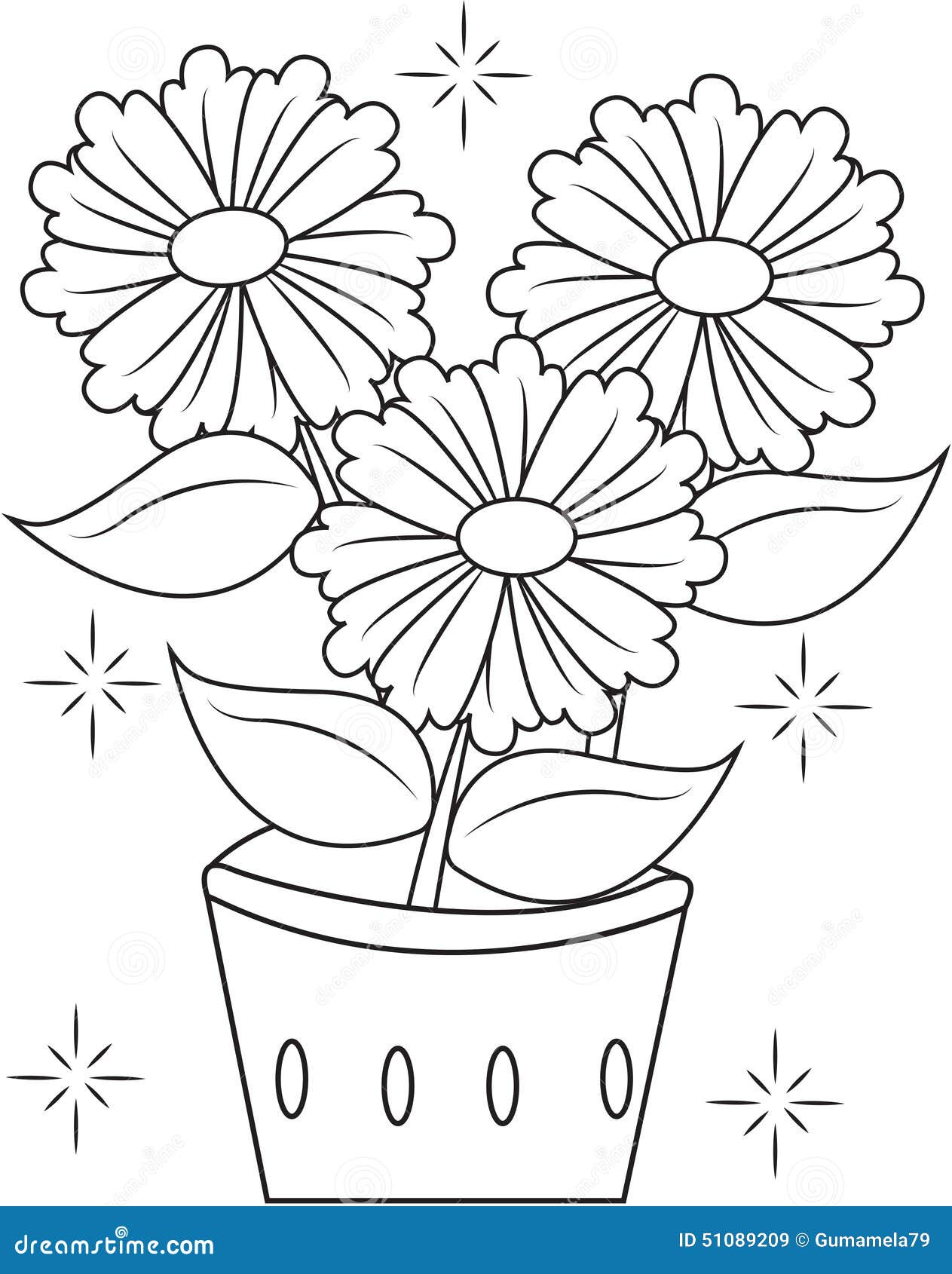 Coloring book for kids, cute cartoon flowers in a kawaii pot Stock Vector  Image & Art - Alamy