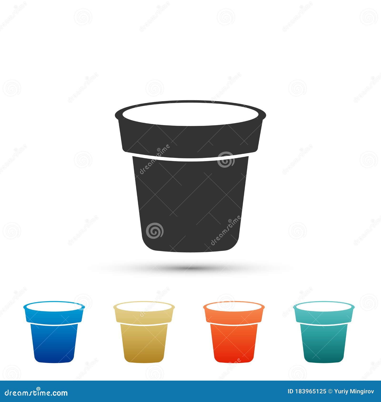 Flower Pot Icon Isolated on White Background. Set Elements in Colored