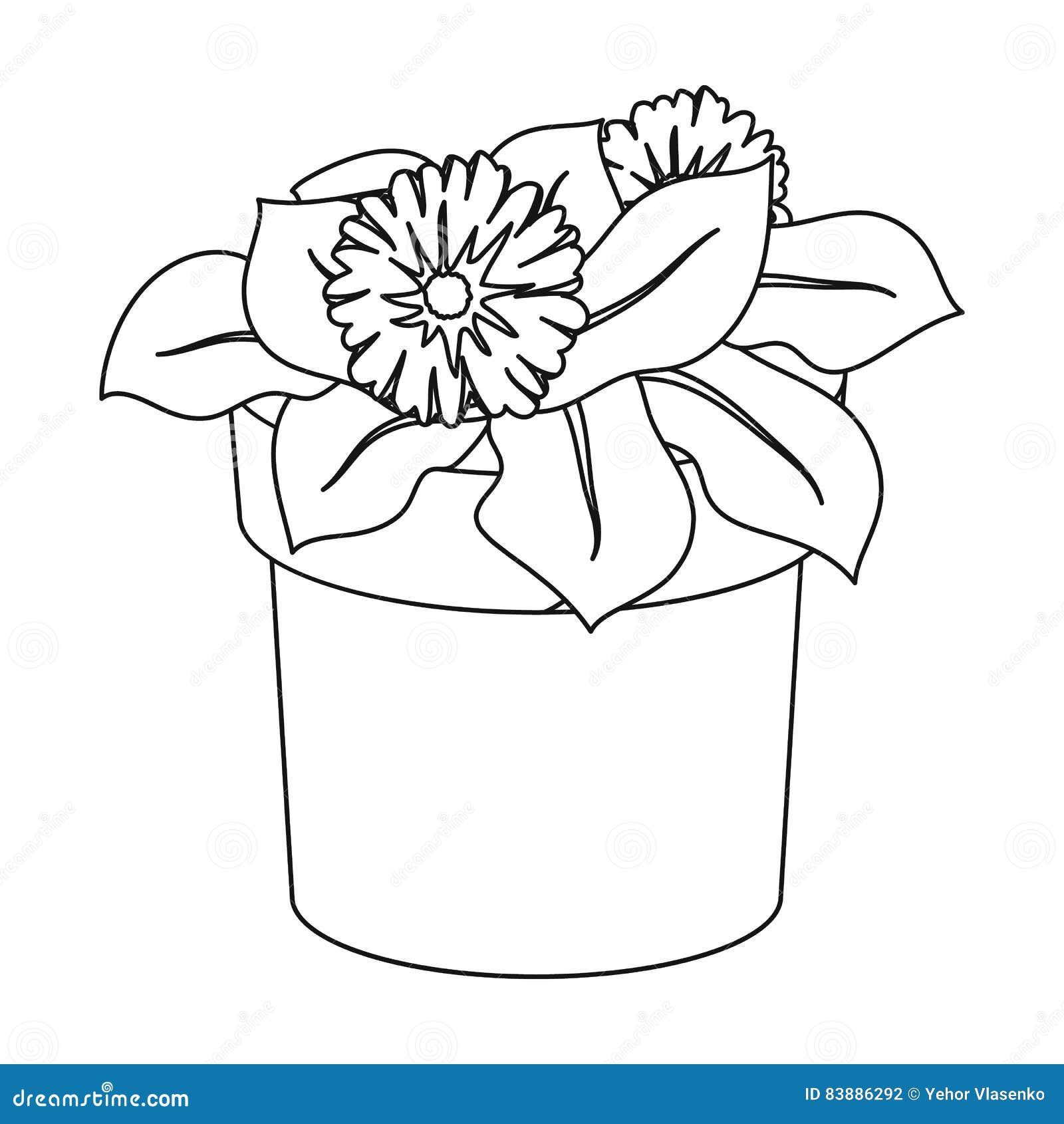Download Flower In The Pot Icon In Outline Style Isolated On White ...