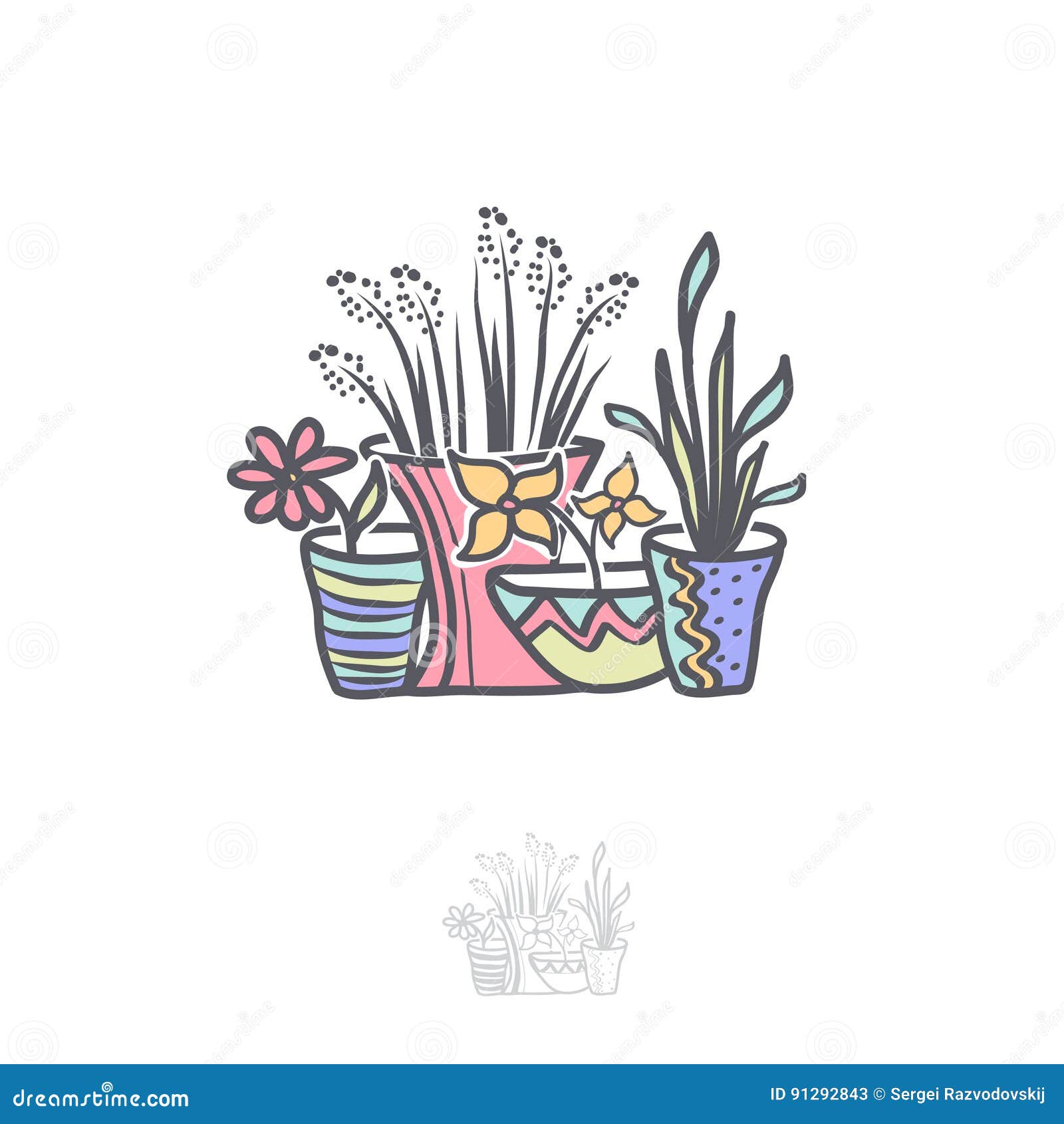 Flower in Pot Logo Illustration Design Stock Vector Illustration of