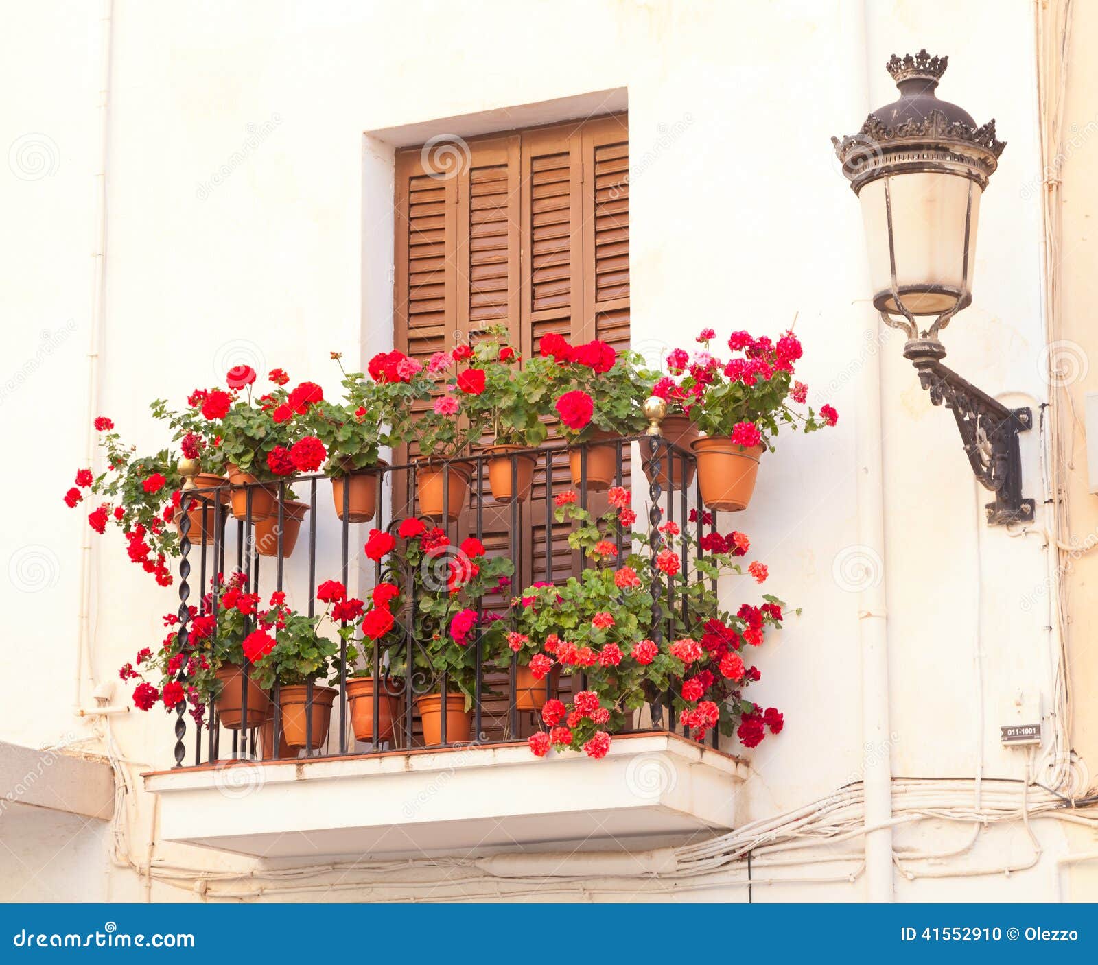 Flower pots on the balcony of the house