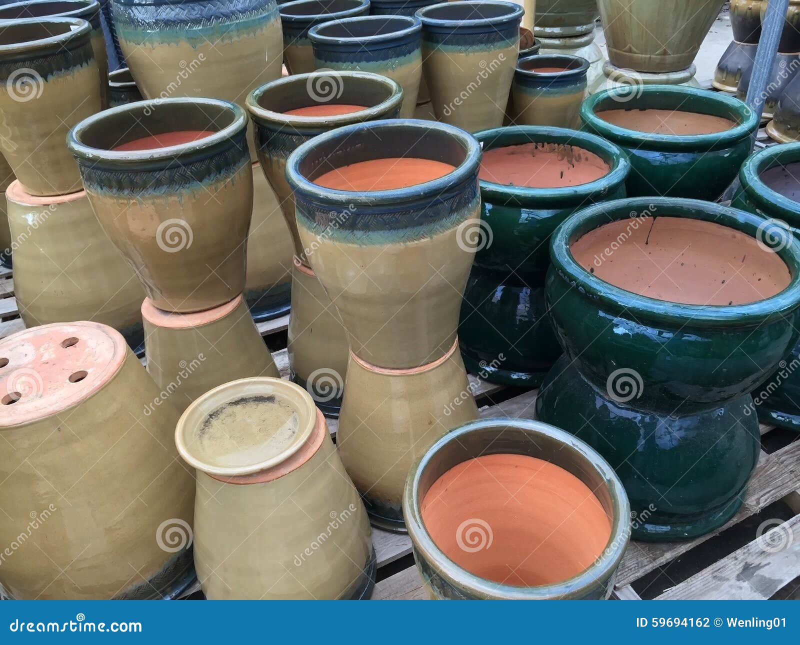 Flower pots selling stock photo. Image of empty, nice 59694162