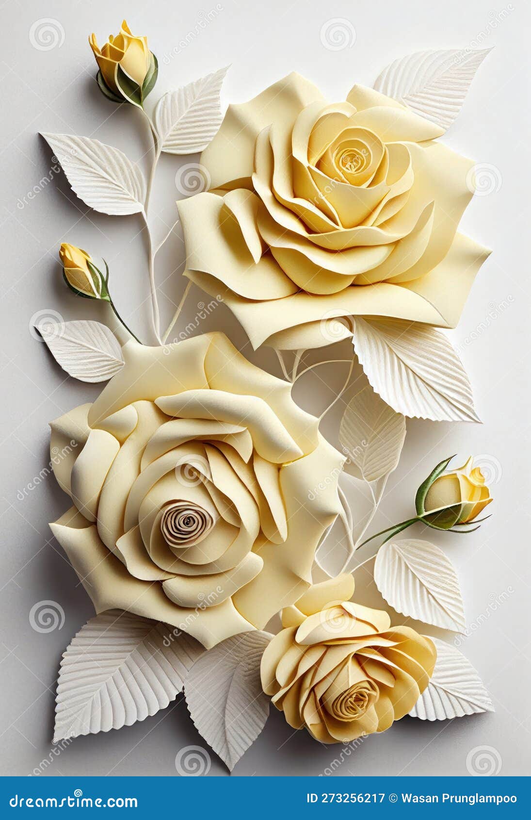 Flower Roses Art Paper Cut Style. Ai Generated Stock Illustration