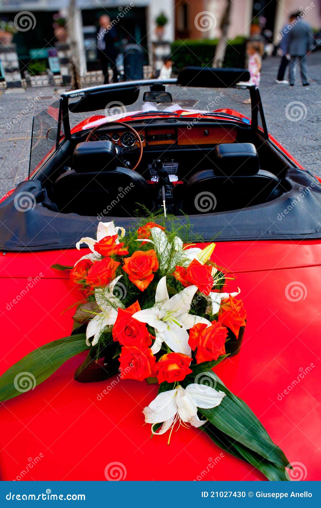 Flower S Bouquet on a Red Car Stock Photo Image of leaves, spring