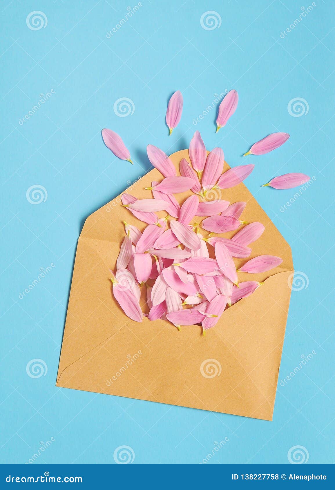 Flower`s Petals in Envelope. Stock Photo Image of pink, list 138227758