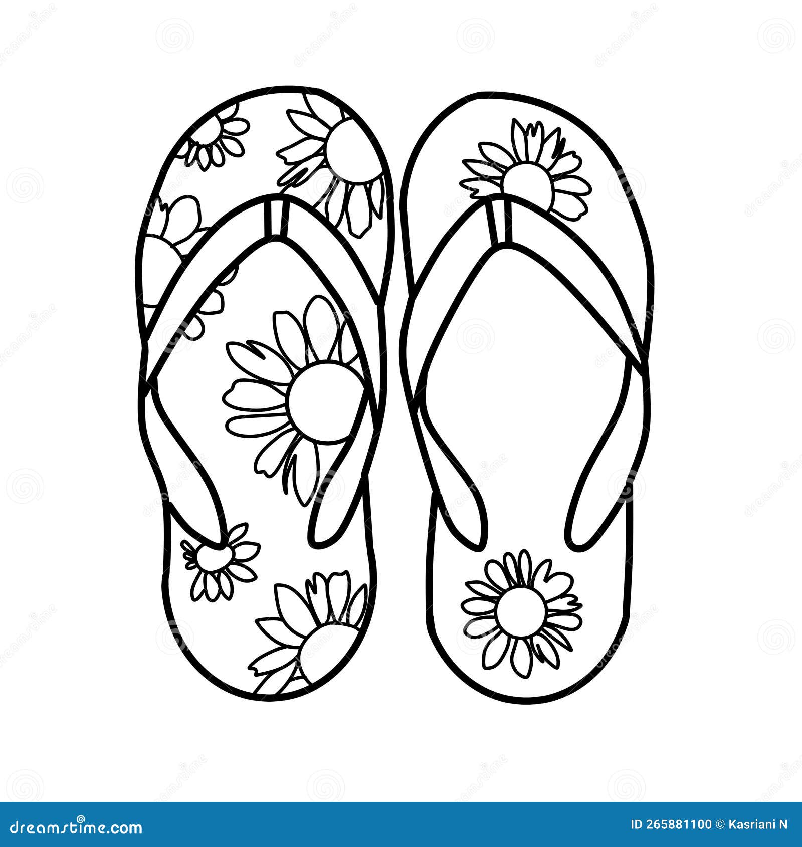 Flower Sandal for Coloring. Coloring Page for Kids Stock Illustration ...