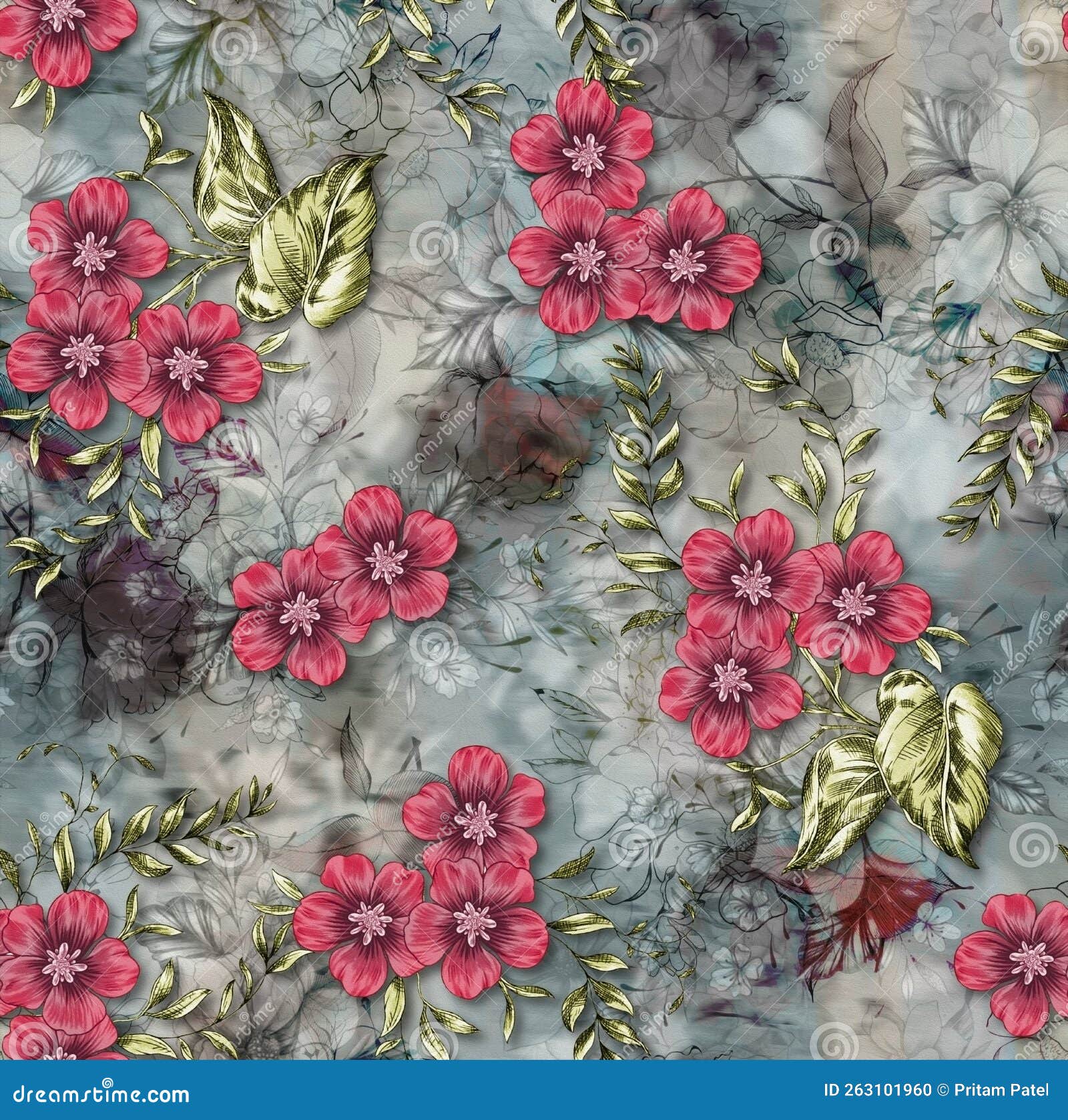 Flower Pattern with Dark Background Stock Illustration Illustration