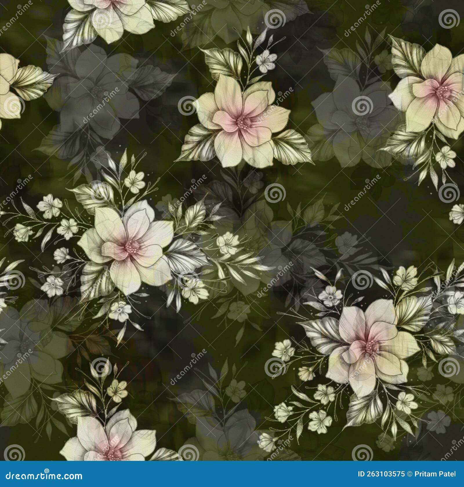 Flower Pattern with Dark Background Stock Illustration Illustration