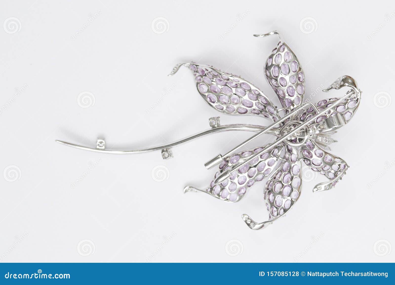 Flower Shaped Brooch on Whtie Background Stock Photo Image of