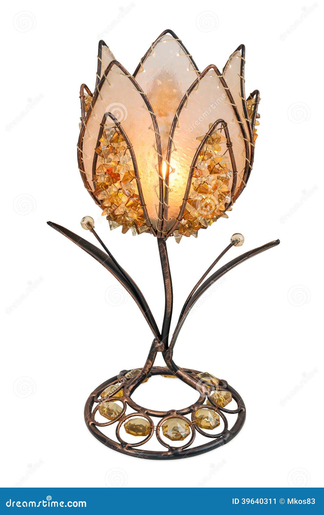 Flower Shaped Candlestick with Candle Stock Image Image of fire