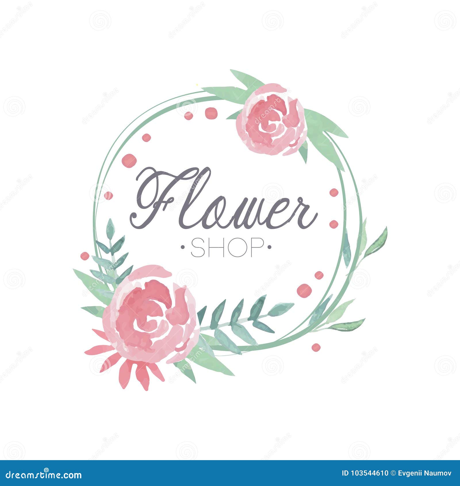 Flower Shop Colorful Logo, Label in Vintage Style for Floral Boutique ...