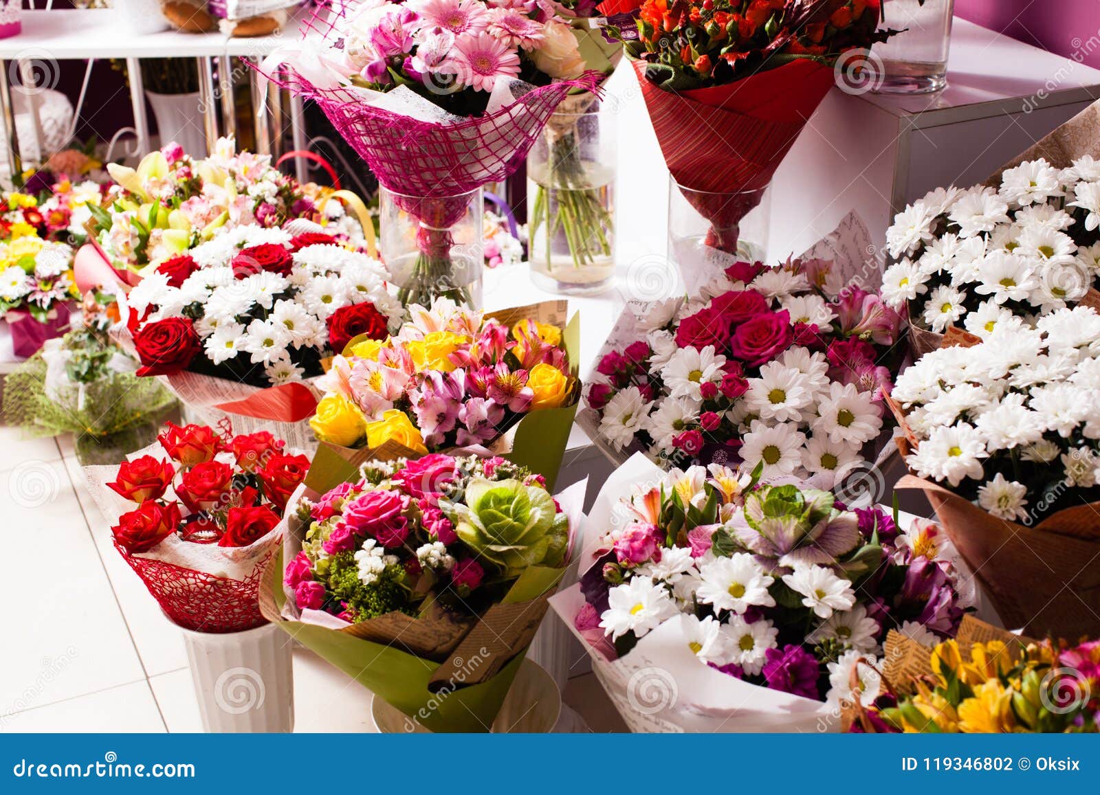 Flower shop concept stock photo. Image of beautiful - 119346802