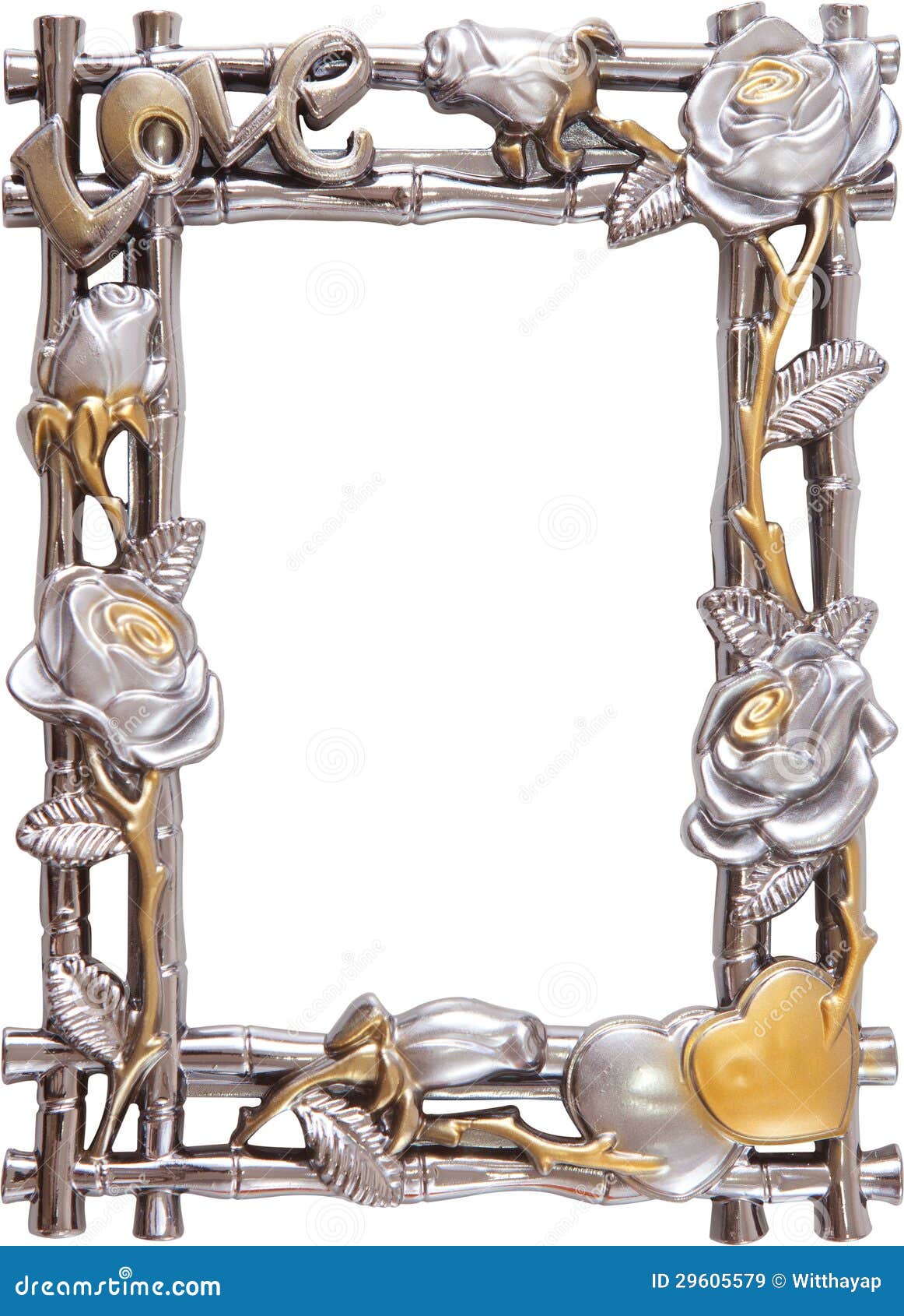 Flower Silver and Gold Frame Stock Image Image of material, grey