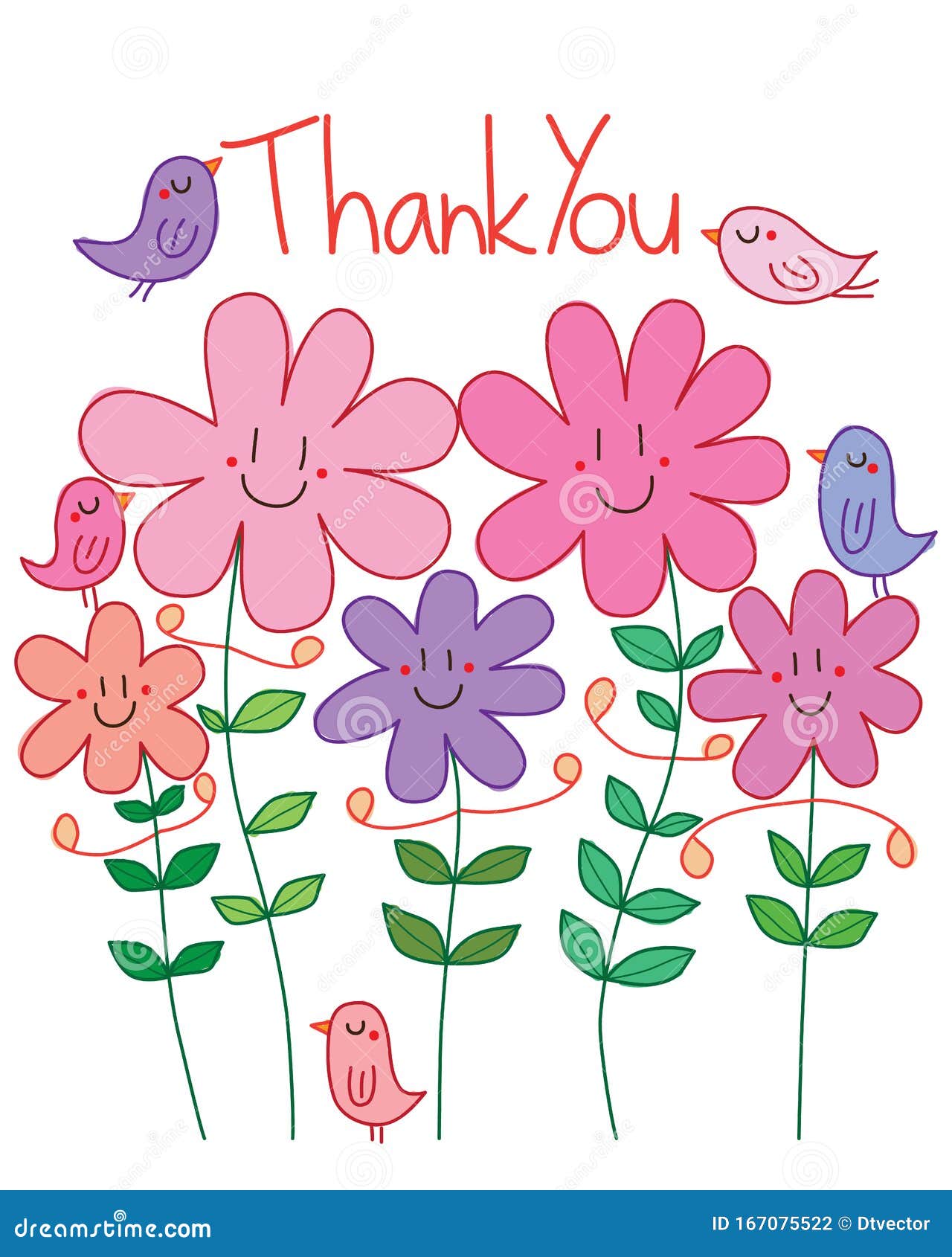 Flower Smile Happy Bird Thank You Stock Vector - Illustration of beauty,  icon: 167075522