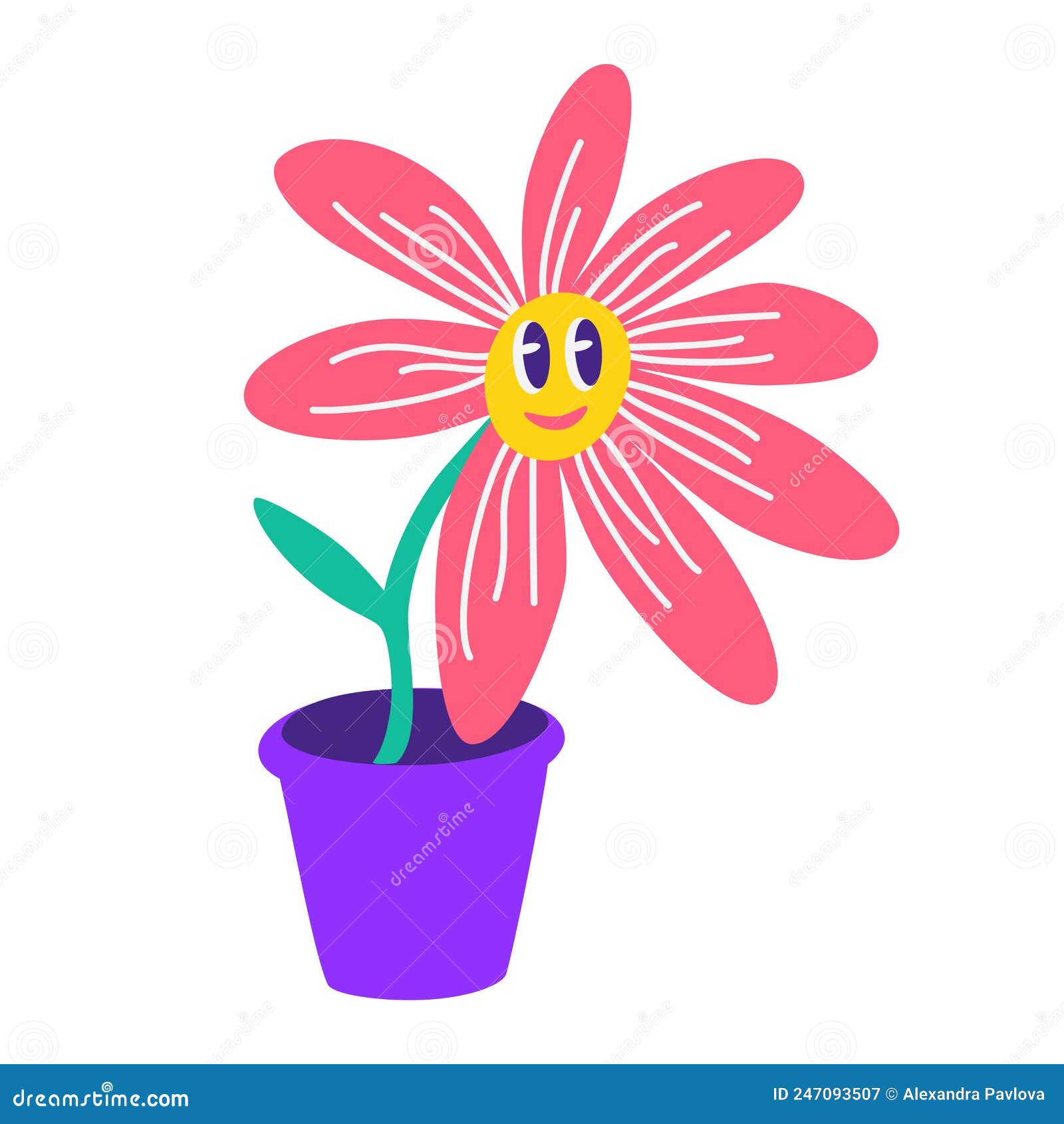 Flower with a smile smiley face daisy Royalty Free Vector