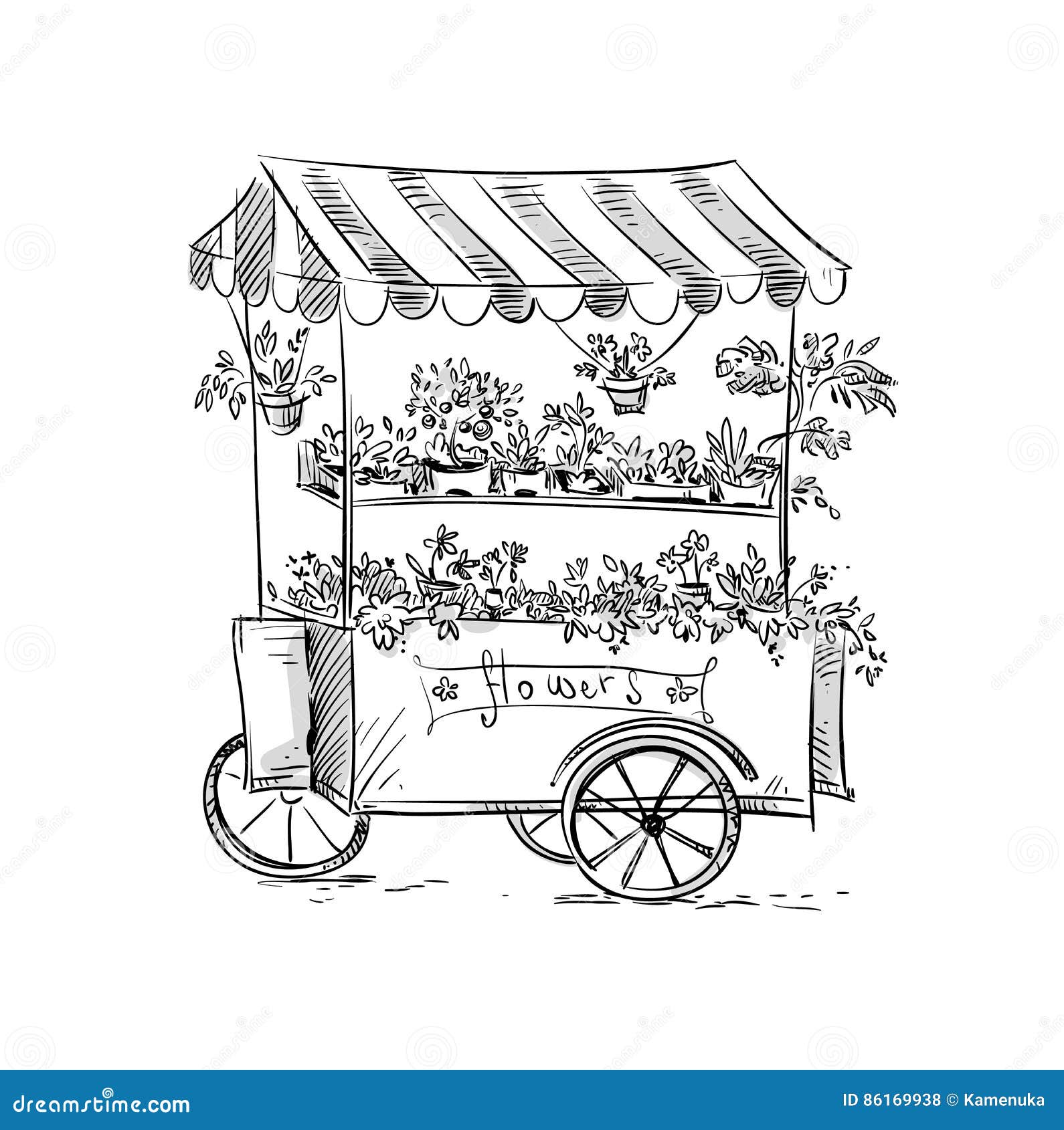 flower stall, florist cart.