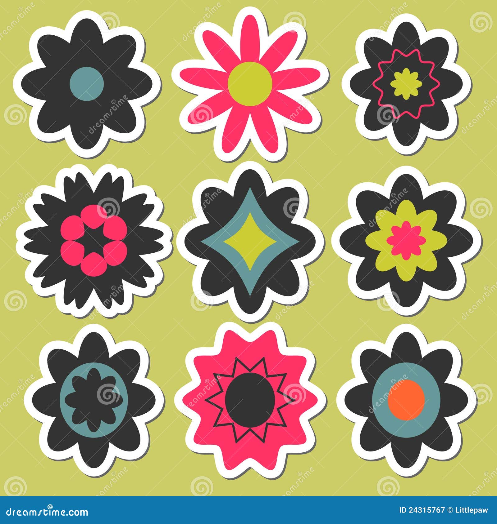 Flower Stickers for Scrapbook Stock Vector - Illustration of nature,  beautiful: 24315767