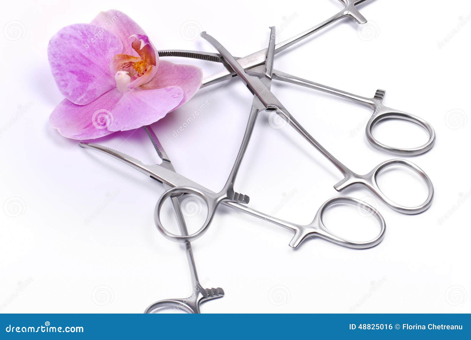 Flower and surgical tools stock photo. Image of rescue 48825016
