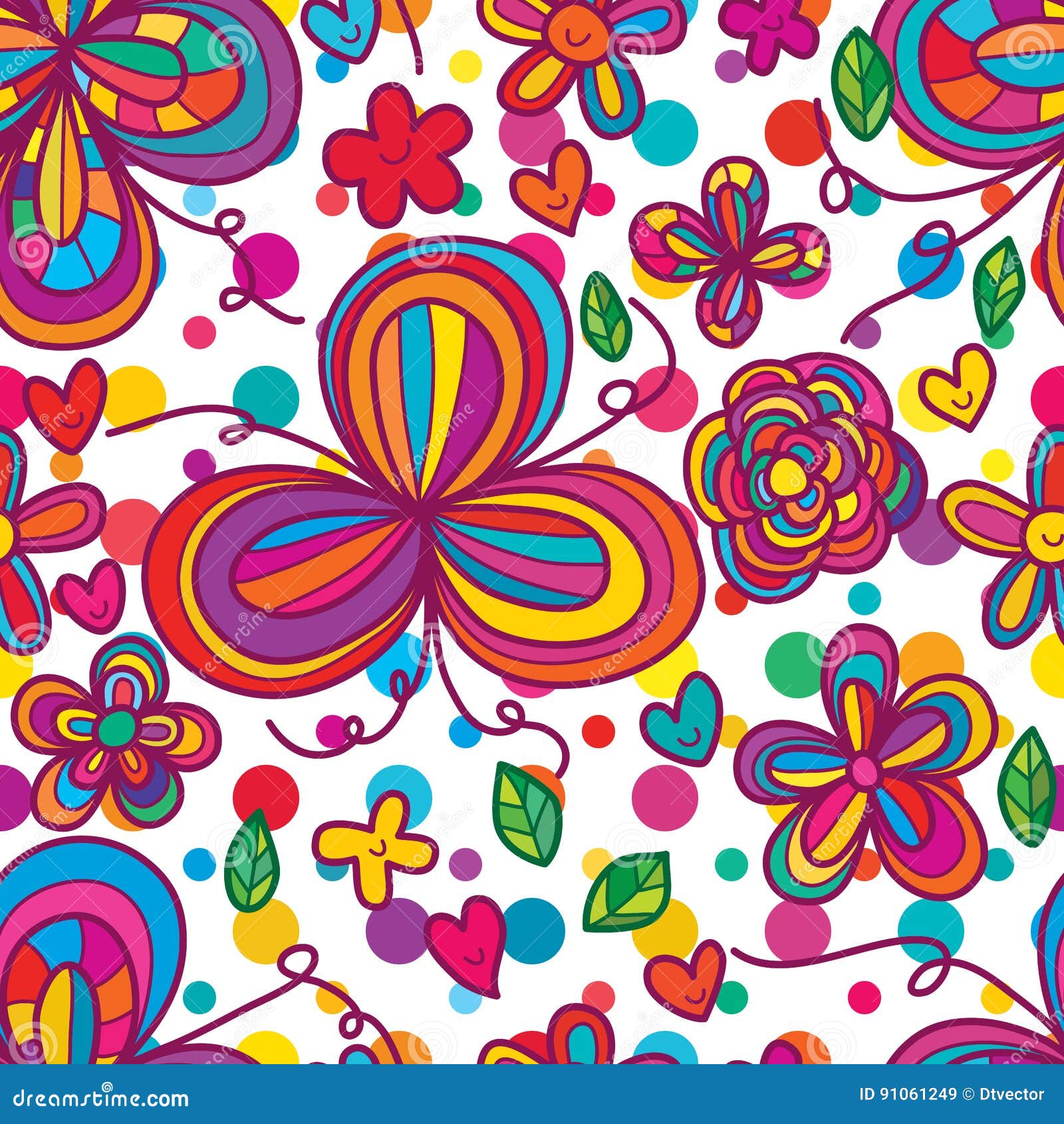 Flower Tail Free Seamless Pattern Stock Vector - Illustration of design ...