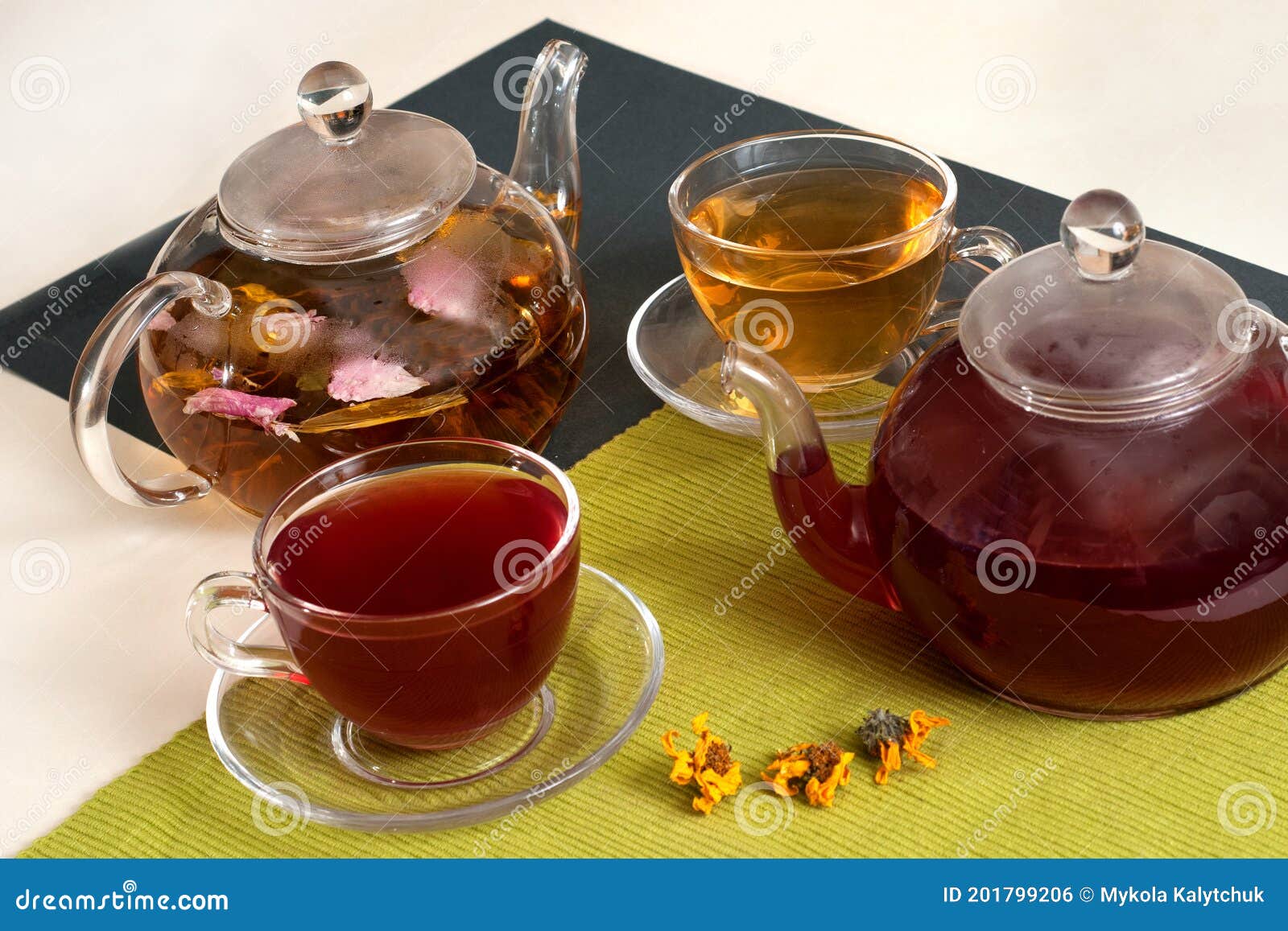 Flower Tea Brewed in a Glass Teapots Stock Photo Image of beverage