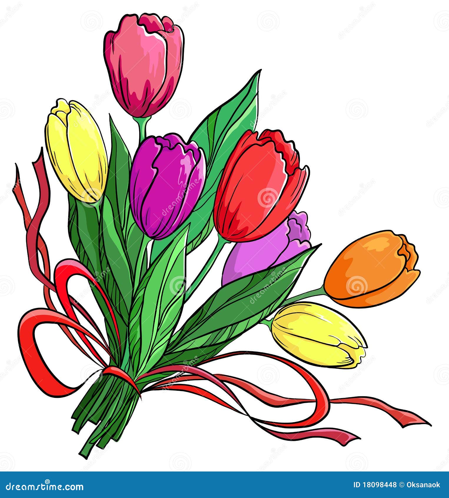 Disegno Mazzo Di Fiori.Flower Tulips Bouquet Stock Vector Illustration Of Background