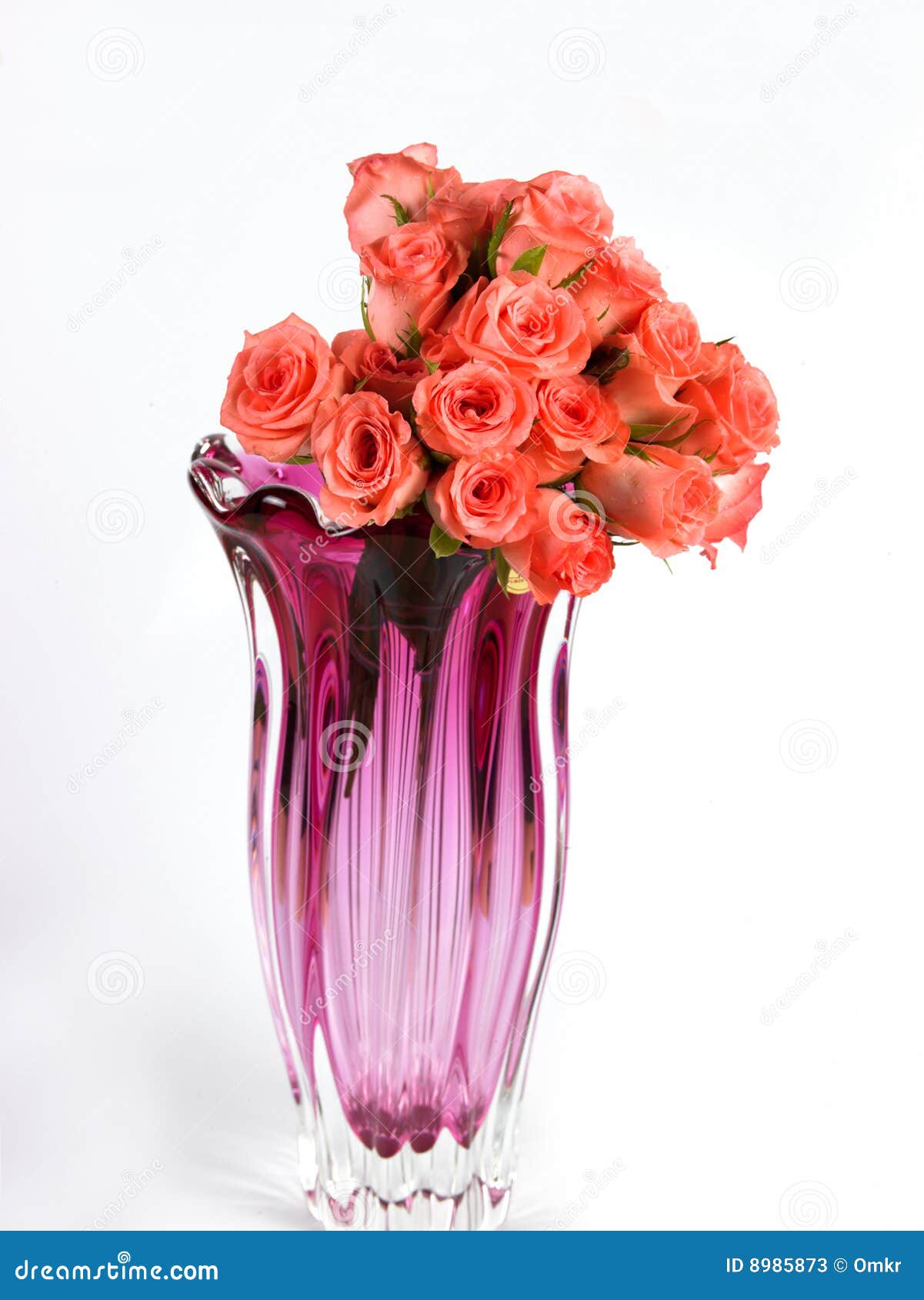 Flower Vase with Pink Roses Stock Image Image of background, orange