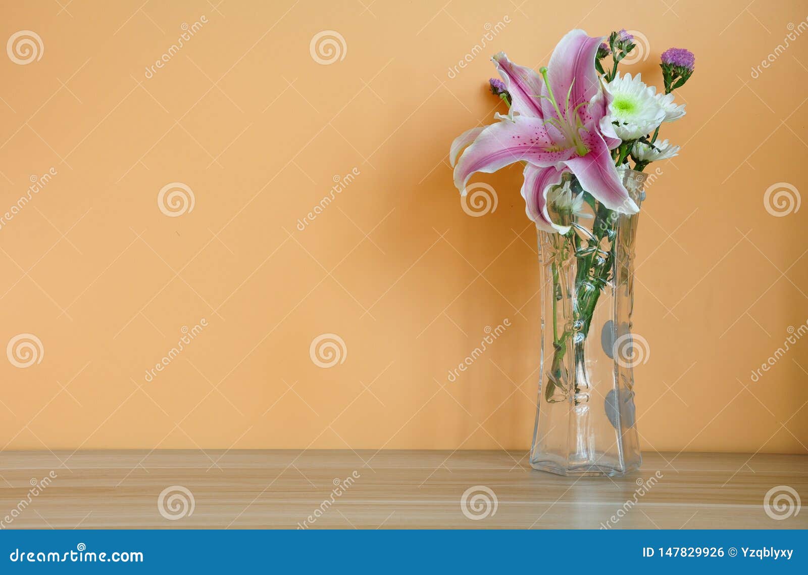 The Flowers Vase on Table with Wall Stock Photo Image of flowers