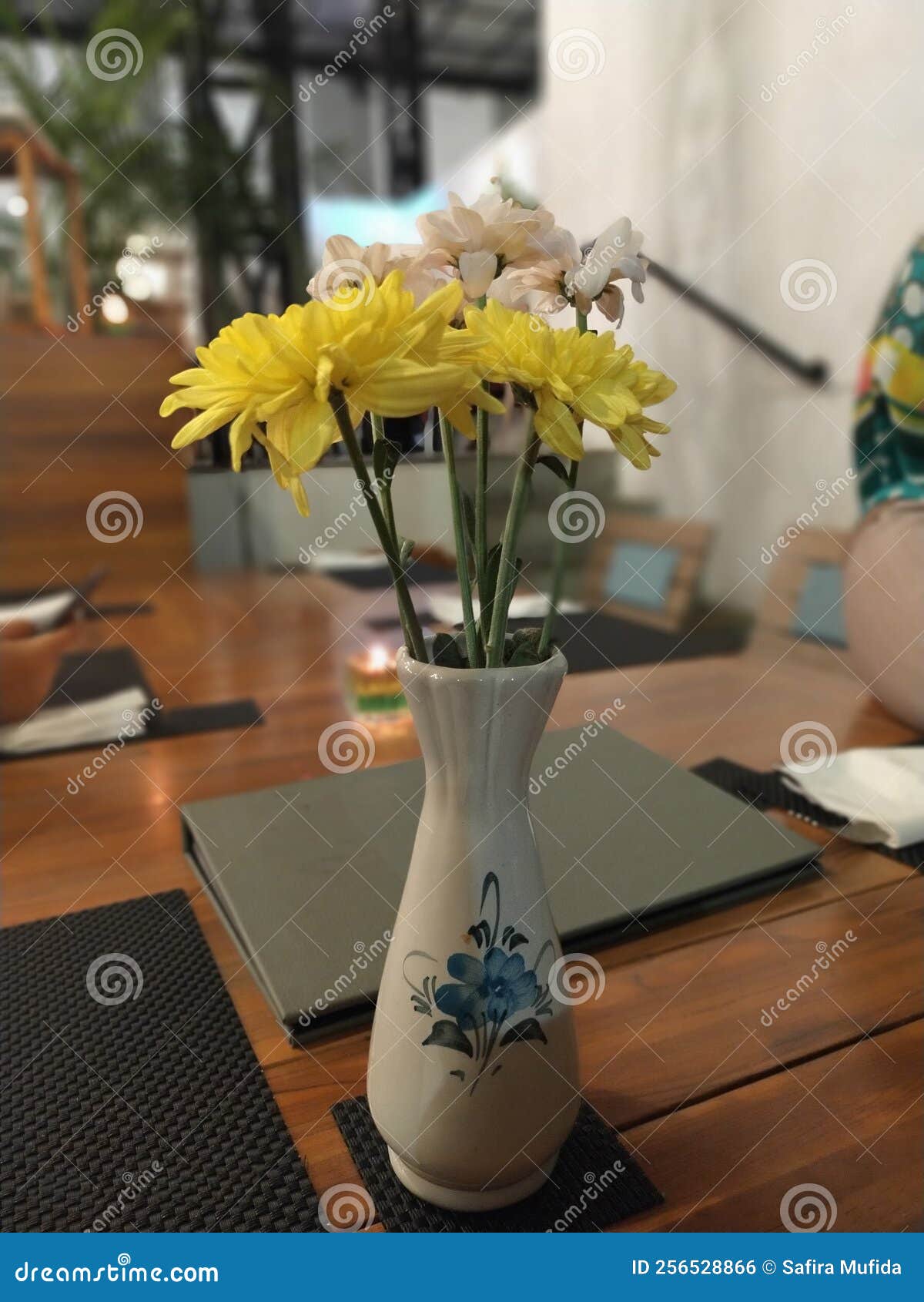 Flower and Vases in Cafeteria Stock Photo Image of bouquet, spring