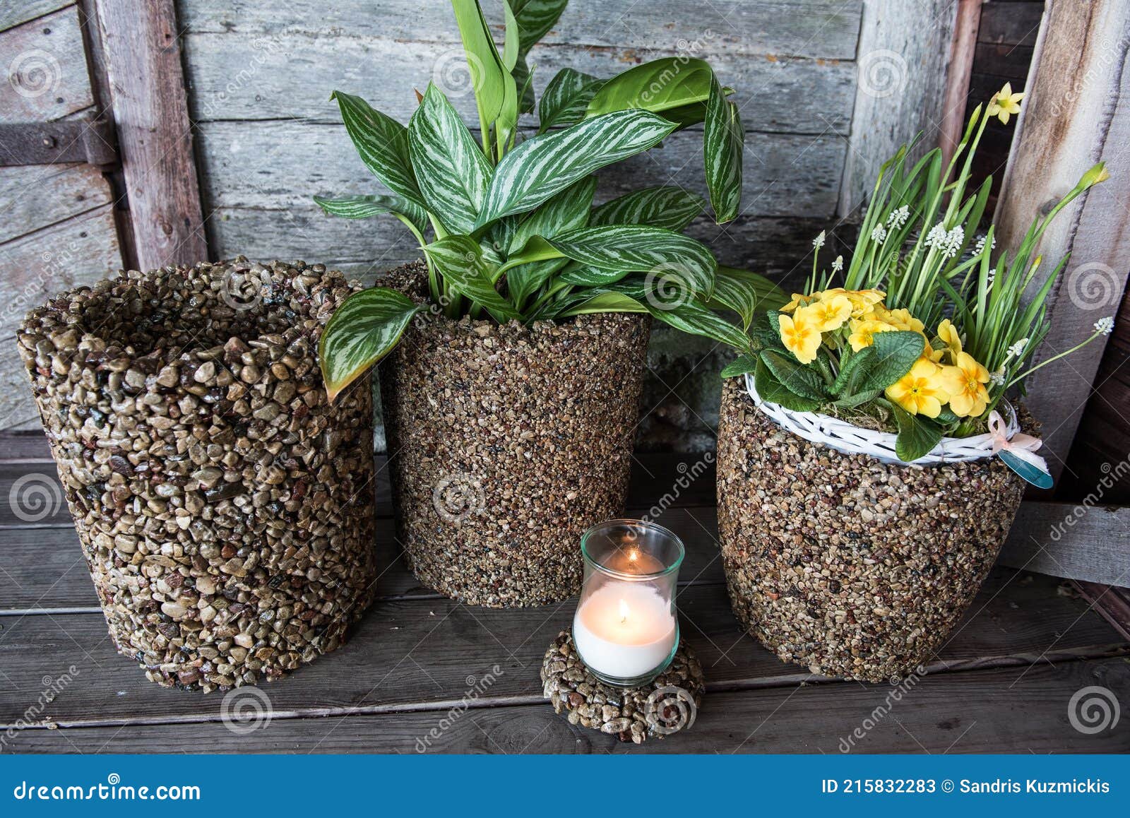 Flower Vases Made of Pebbles Stock Image Image of interesting