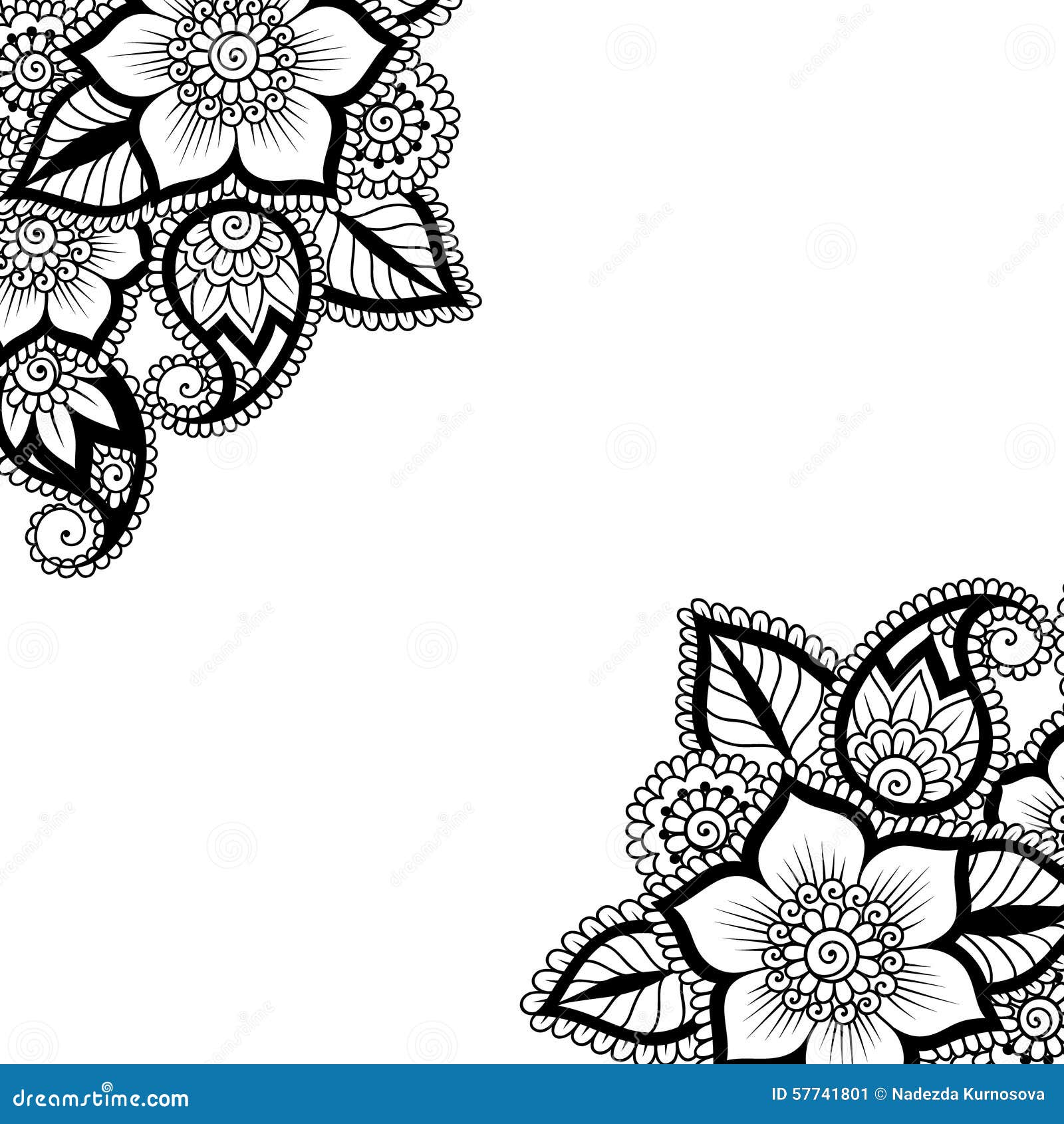 Flower Vector Ornament Corner Stock Vector - Illustration of abstract ...