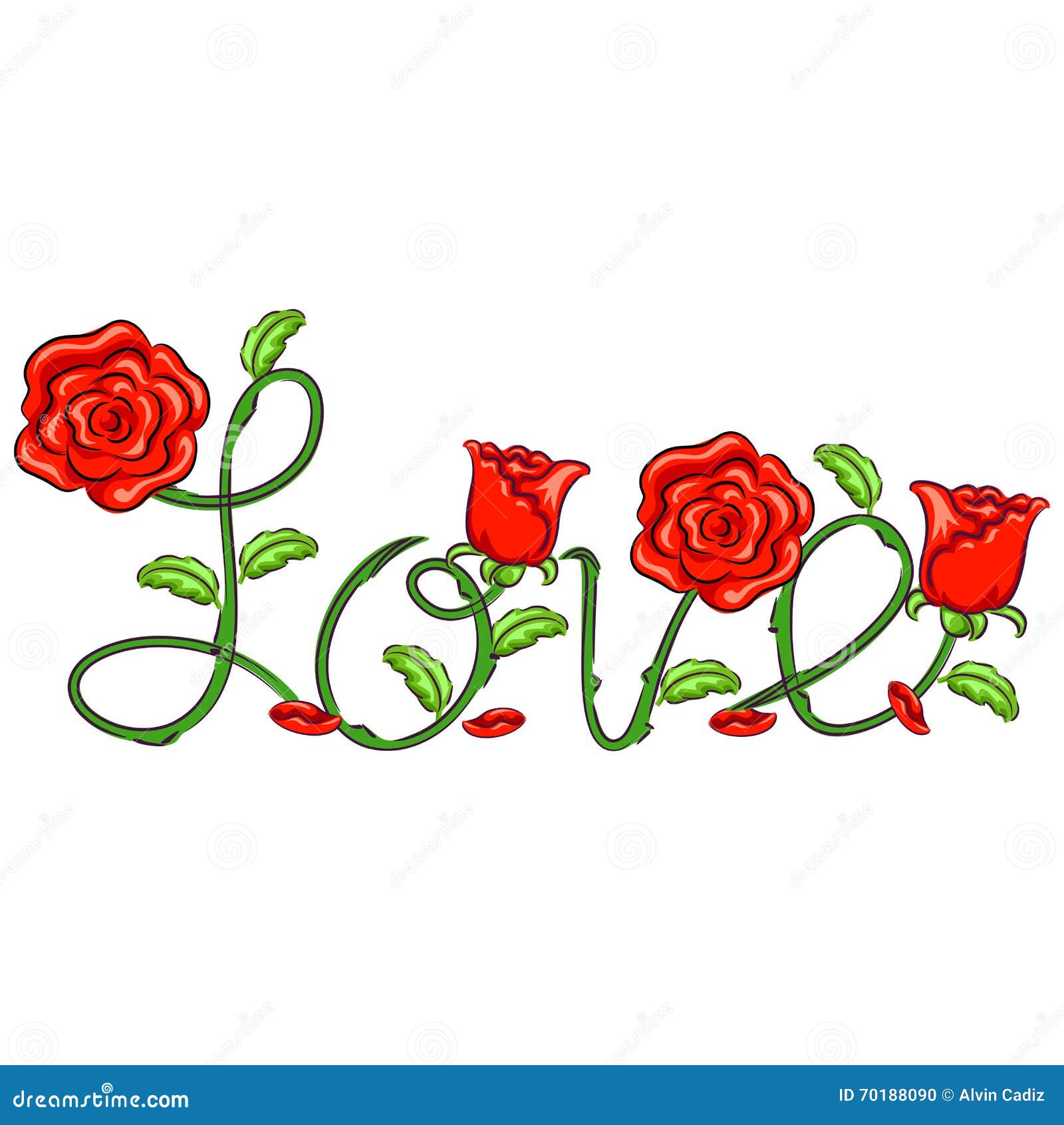 Flower Vine Love Message stock vector. Illustration of ornate 70188090