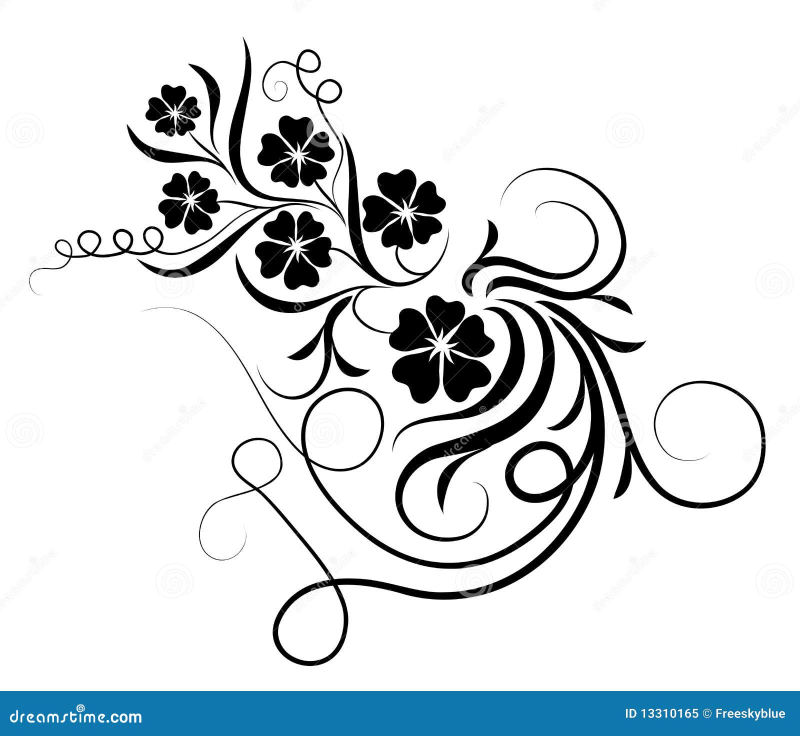 Download Flower And Vines Silhouette Stock Illustration ...