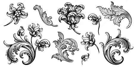 Flower Vintage Baroque Scroll Victorian Frame Border Floral Ornament ...