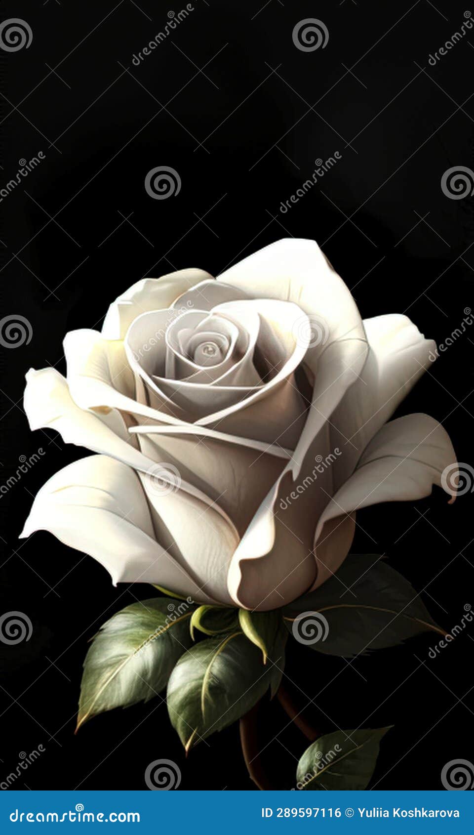 Flower White Rose on Black Background, Wallpaper, Design, AI Stock