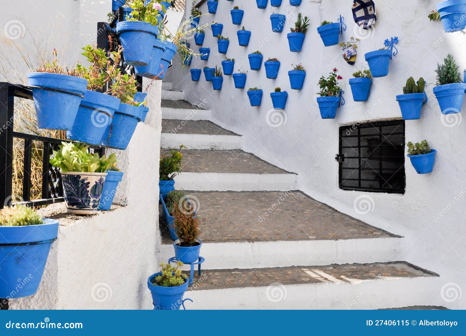flowerpots in an andalusian town