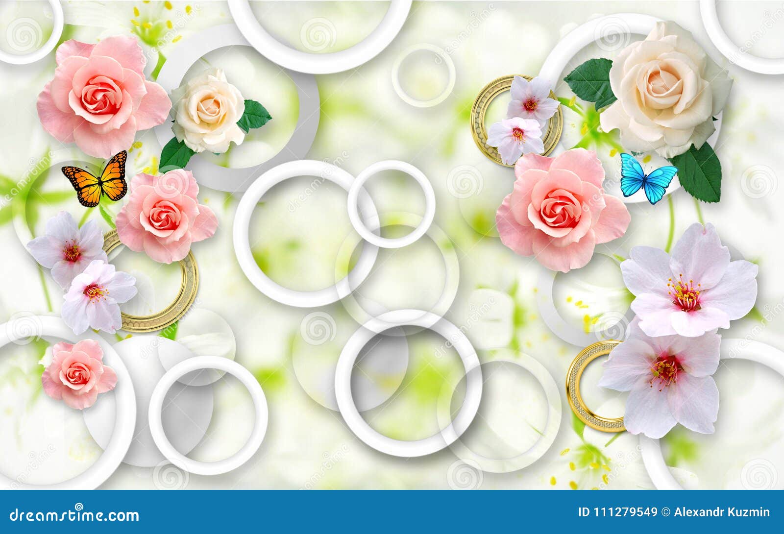 Flowers on an Abstract Background. 3D Wallpapers for Walls. 3D Render.  Stock Illustration - Illustration of valentine, texture: 111279549