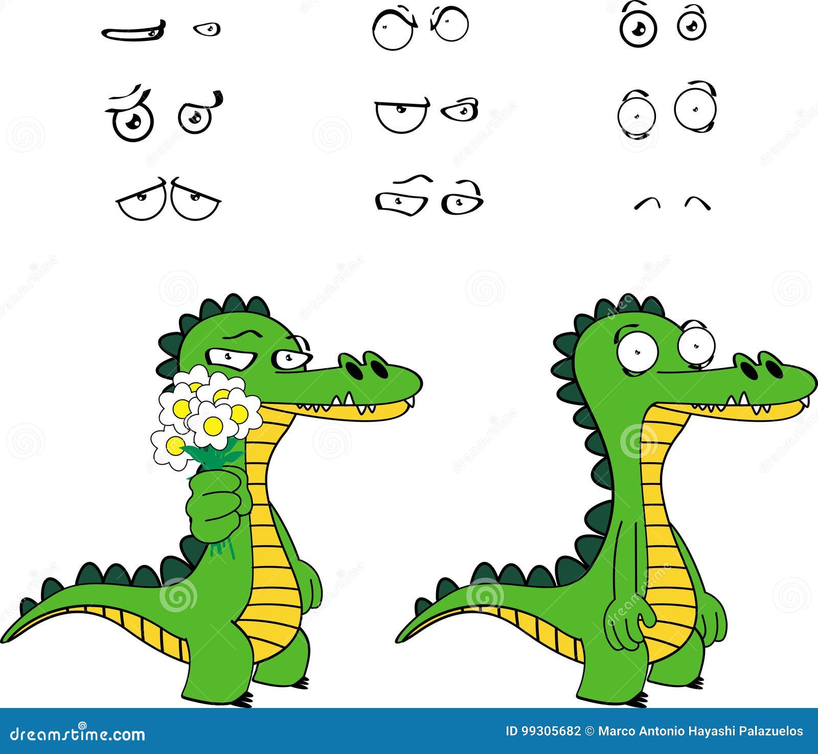 Download Flowers Alligator Cartoon Expressions Set Stock Vector ...