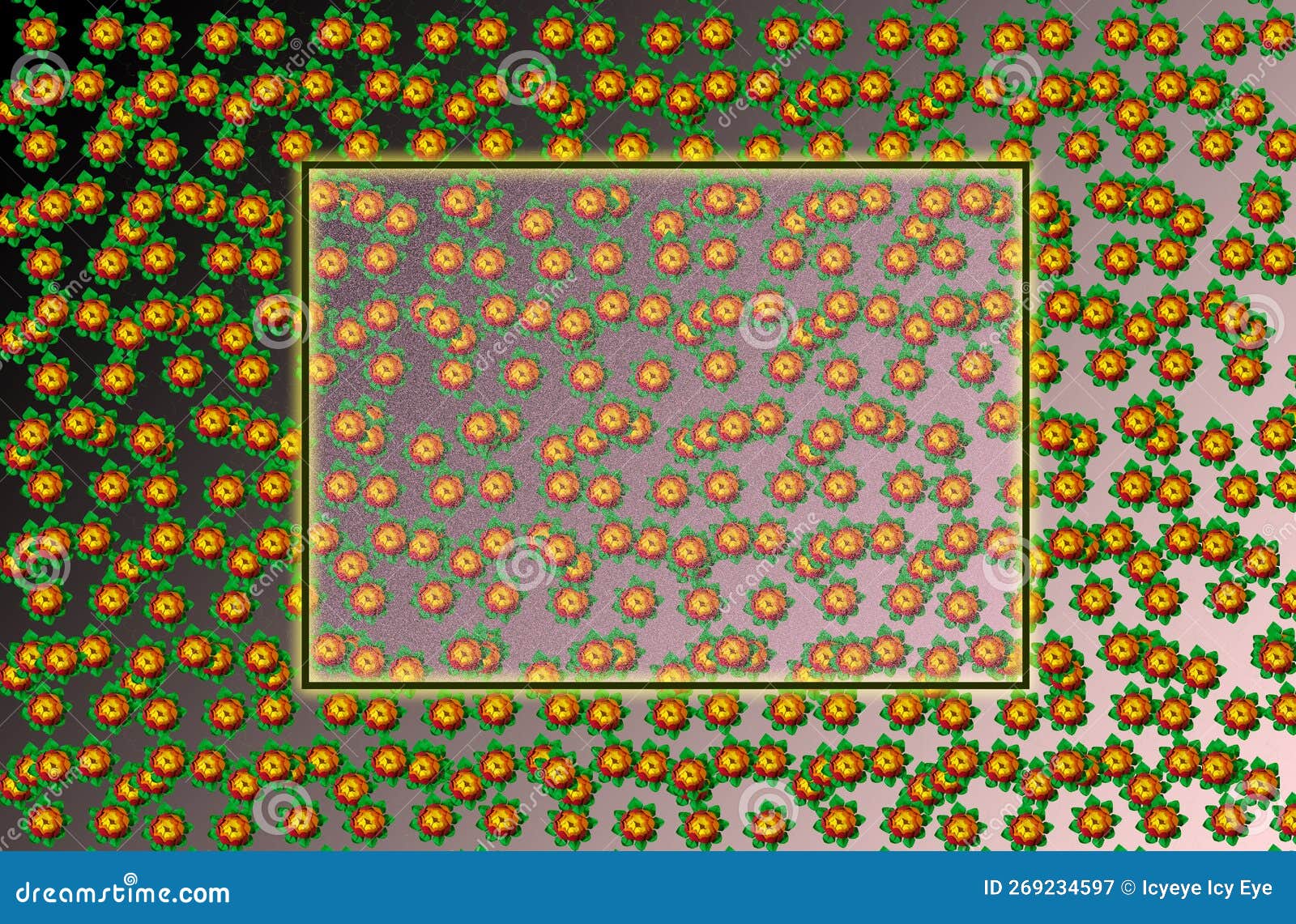 Flowers on the Background with Frame on the Middle, Creative Art Spring