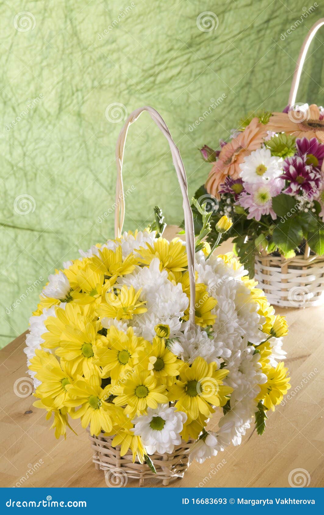 Flowers in basket stock image. Image of flowers, green 16683693