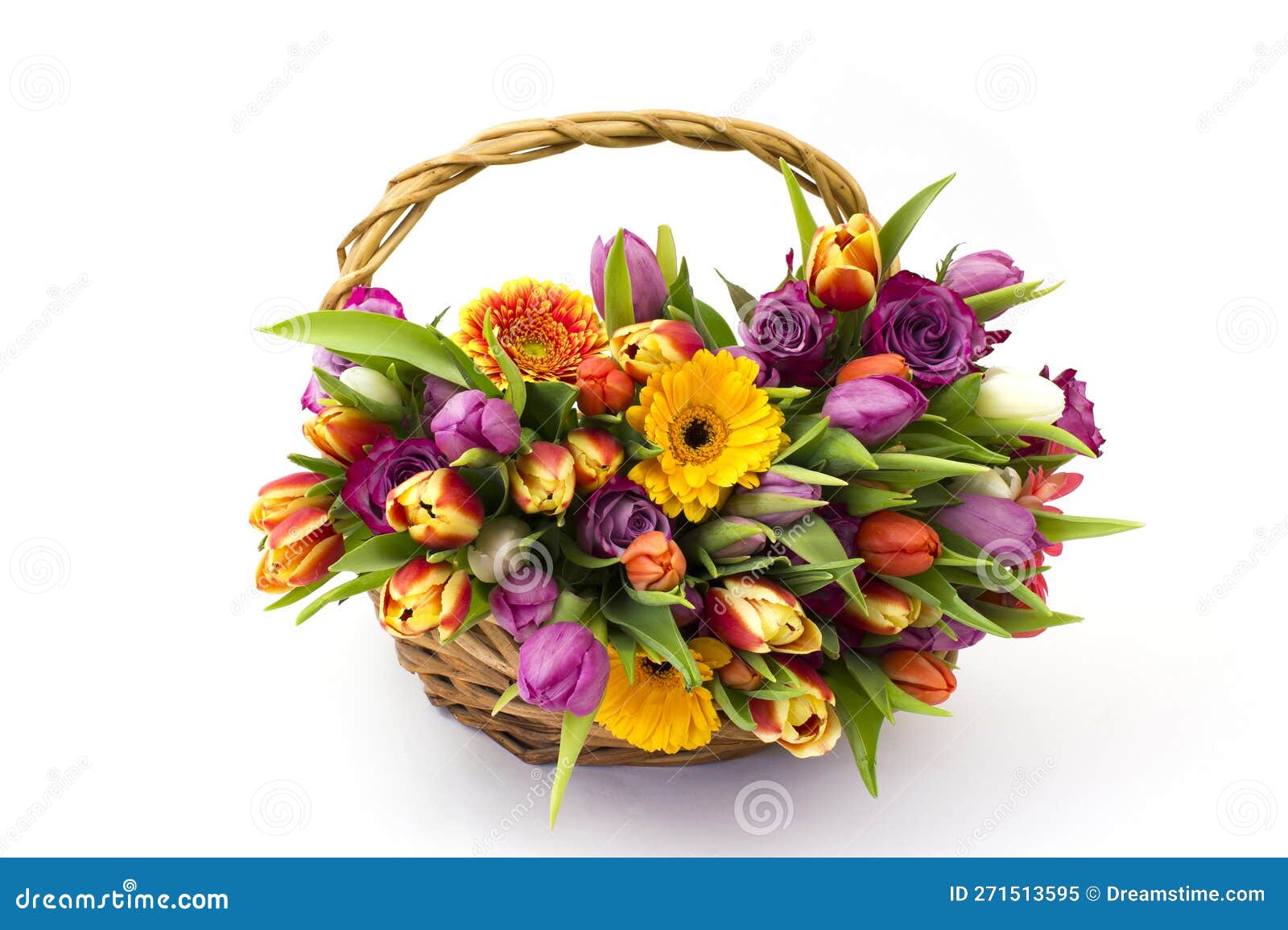 Flowers in a Basket on White Stock Image Image of basket, birthday