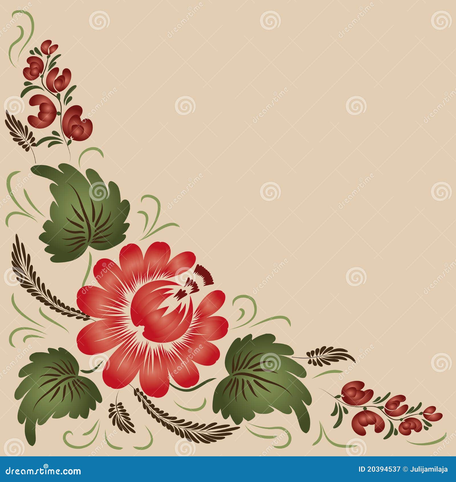 Flowers On A Beige Background Stock Vector - Illustration of leaf