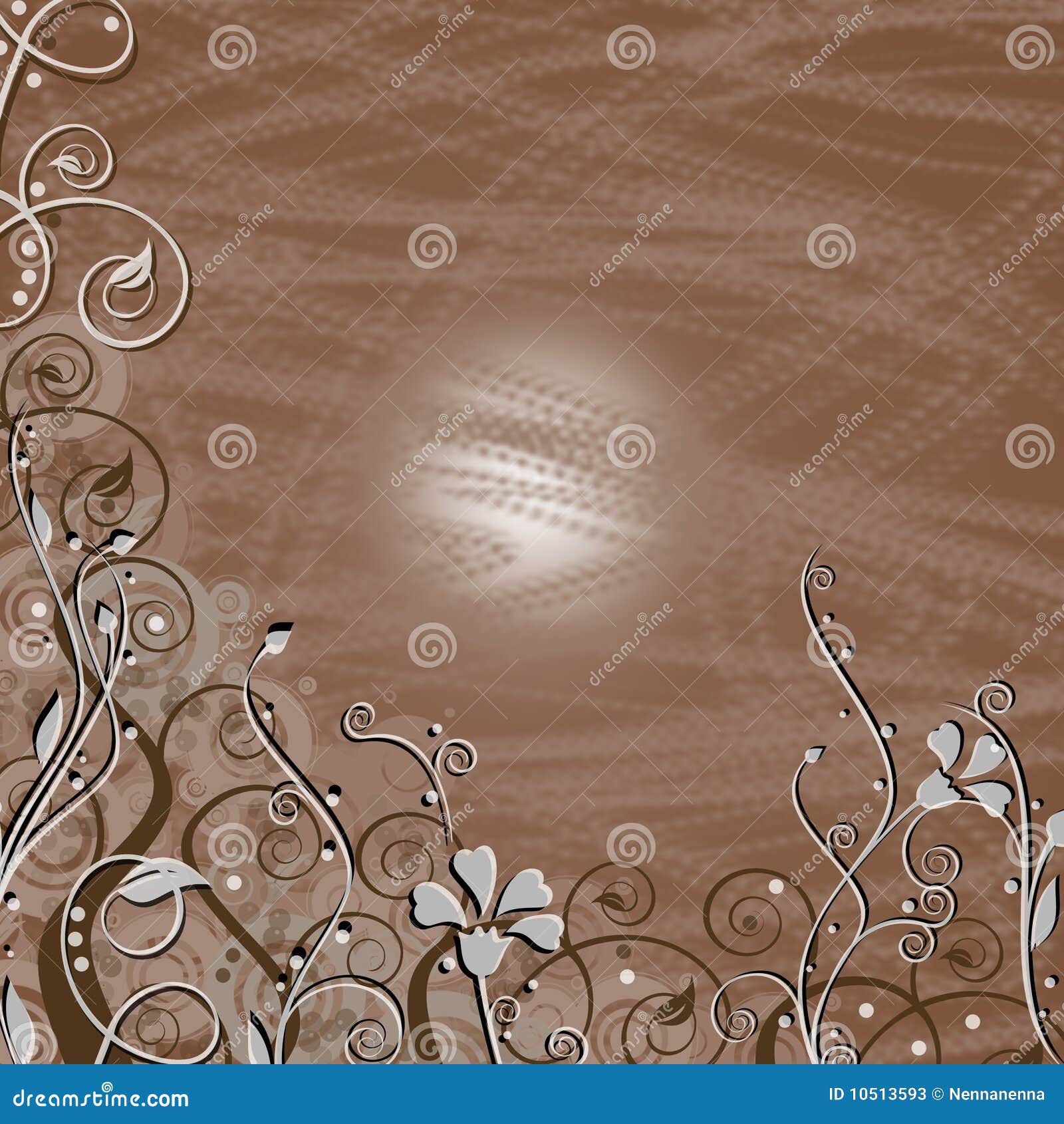 Flowers On Brown Background Stock Illustration - Illustration: 10513593