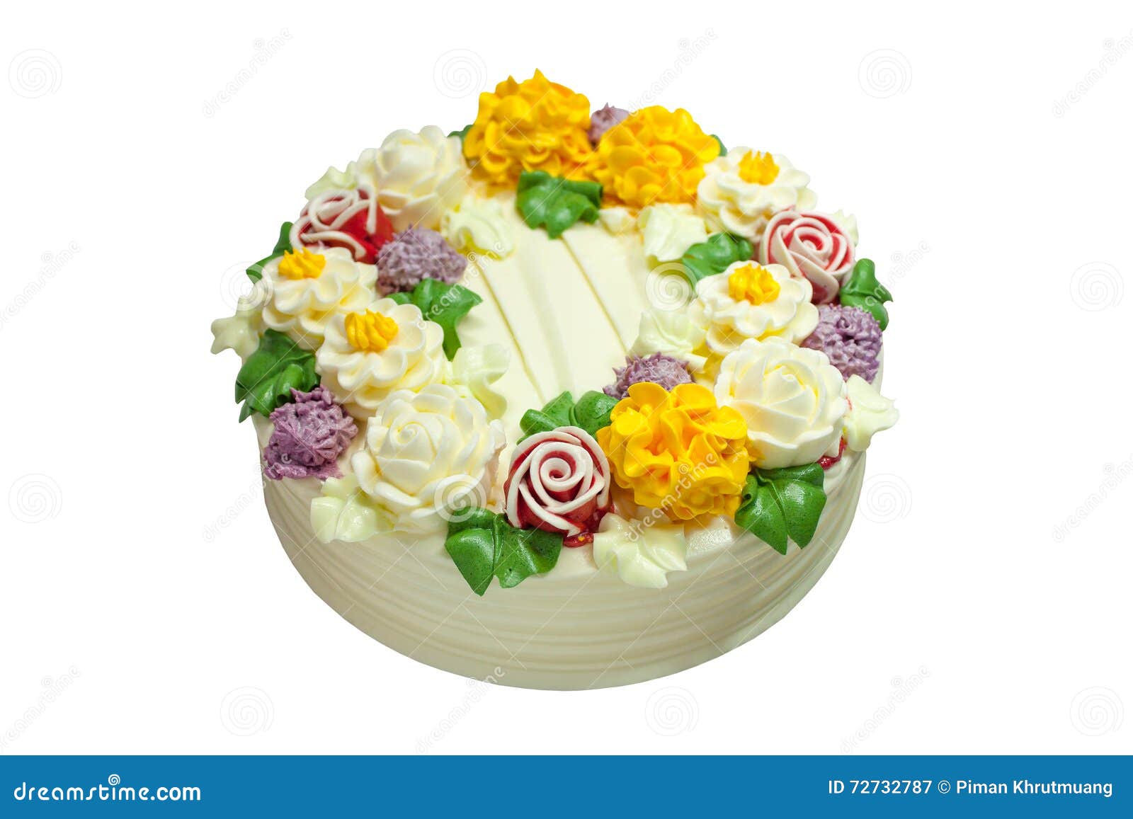 Flowers Cake Isolated on White Stock Image Image of flowers, cream
