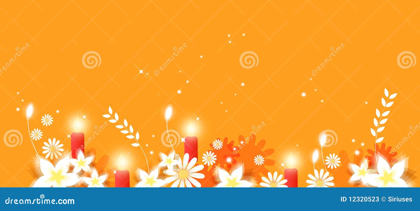 Flowers and candles stock illustration. Illustration of bright - 12320523
